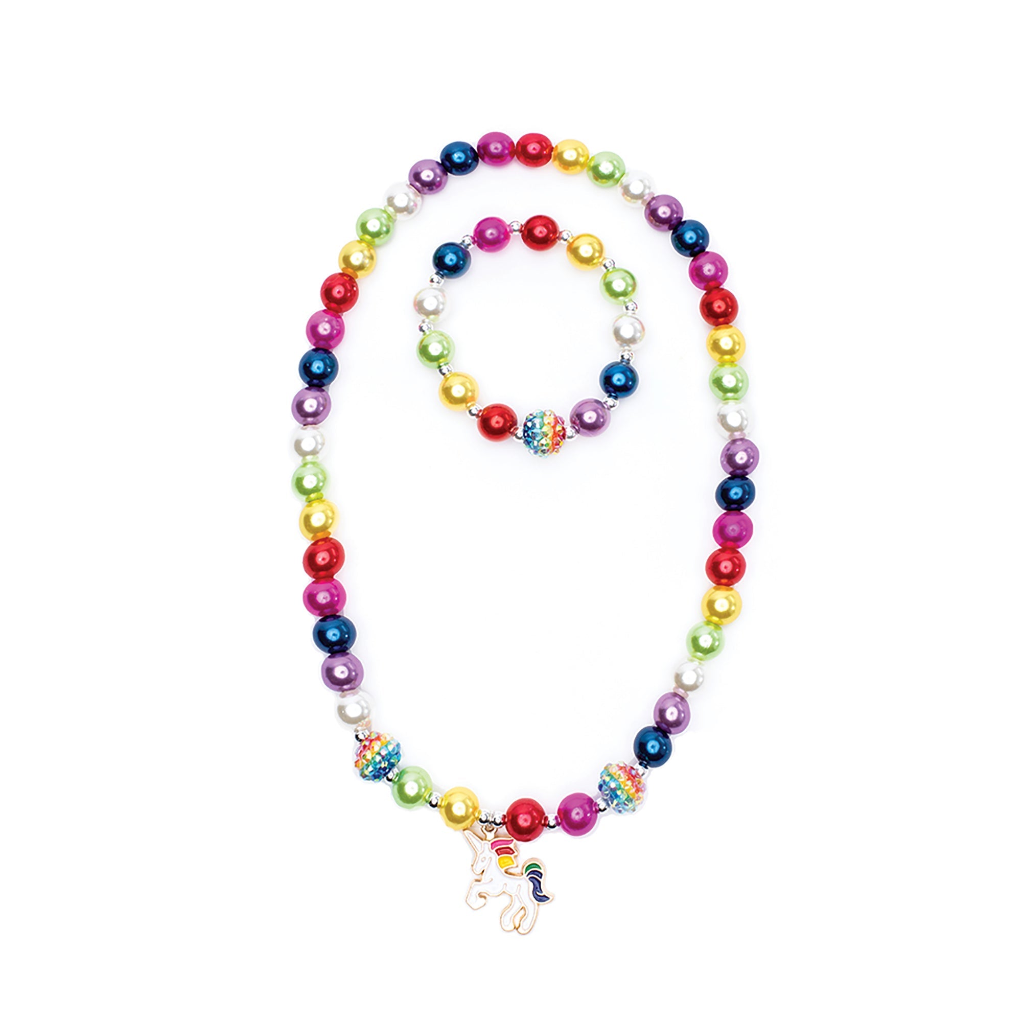 Kid's Jewelry Gumball Rainbow Necklace and Bracelet Set