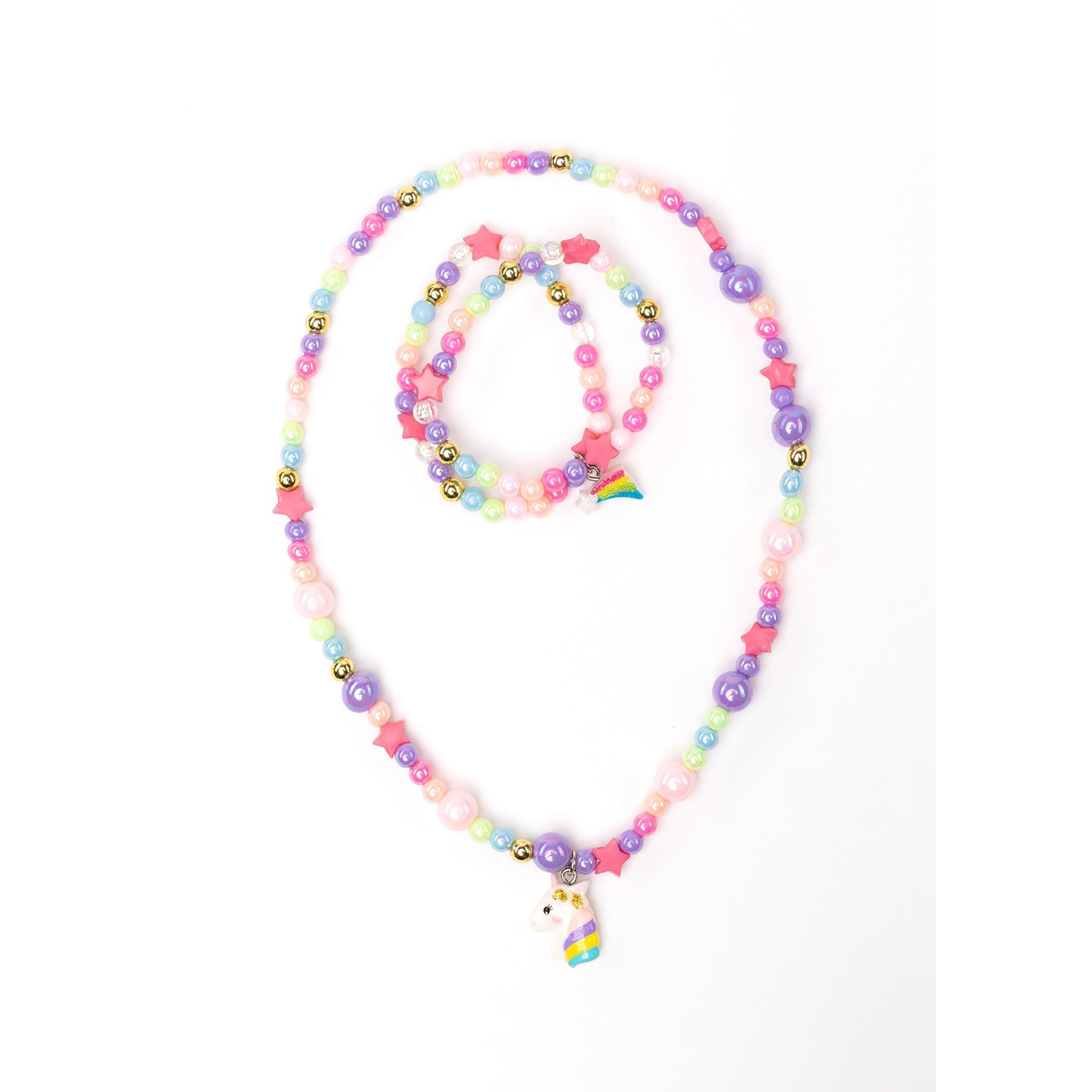 Kid's Jewelry 3pcs Cheerful Starry Unicorn Necklace and Bracelet Set 