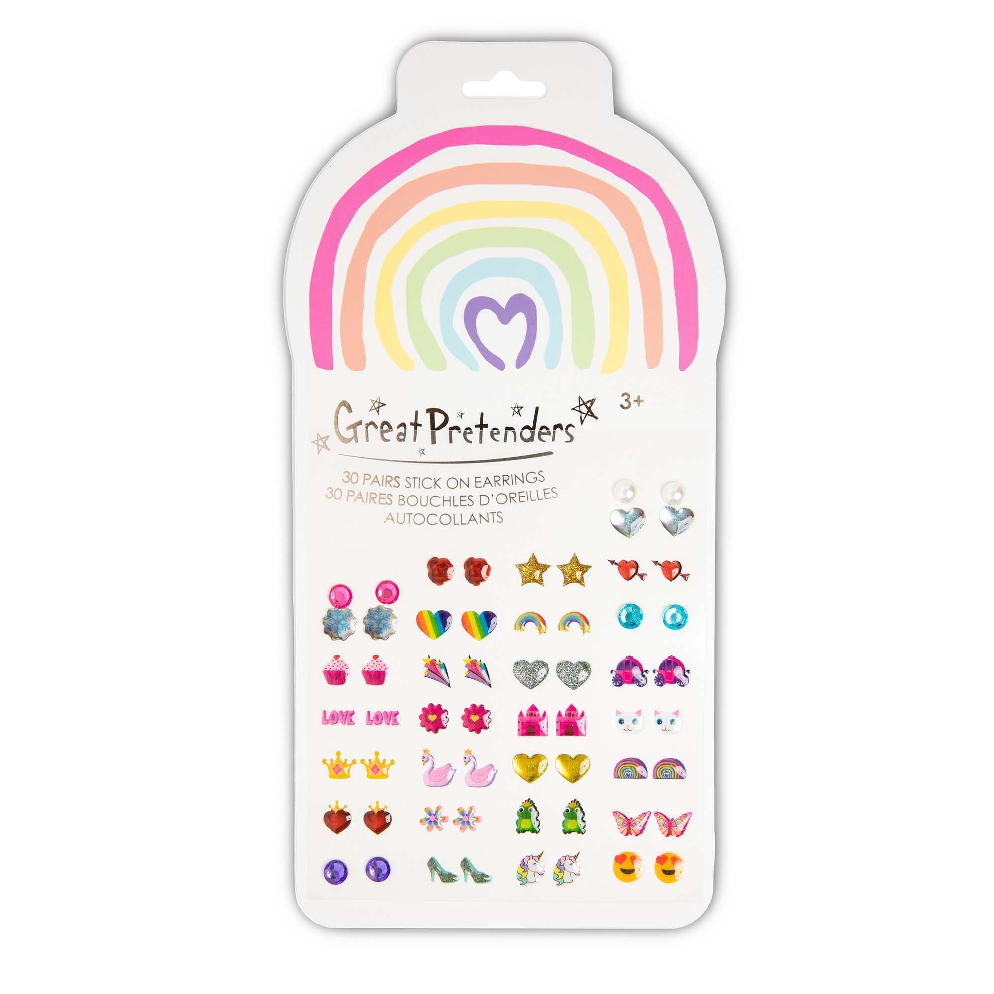 Kid's Jewelry 30 Pairs Sticker Earrings Rainbow Love 