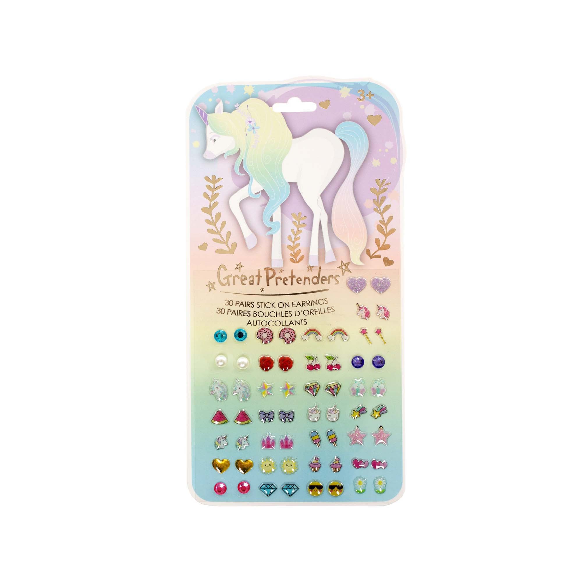 Kid's Jewelry 30 Pairs Sticker Earrings Whimsical Unicorn 