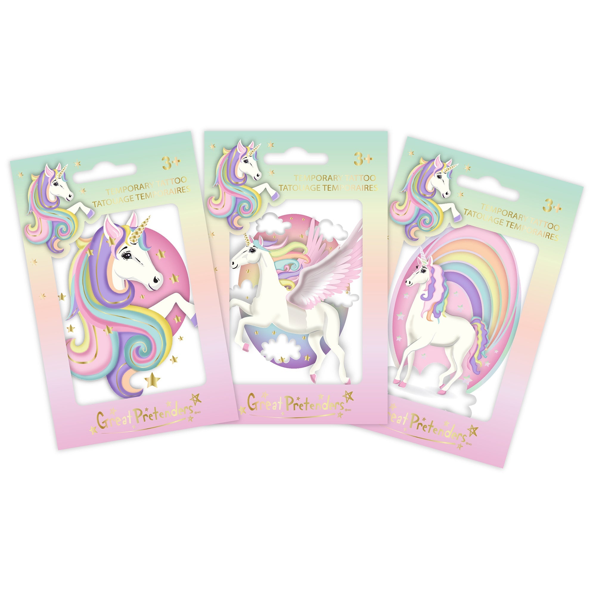 Unicorn Single Temporary Tattoo Gold Foil Accents 