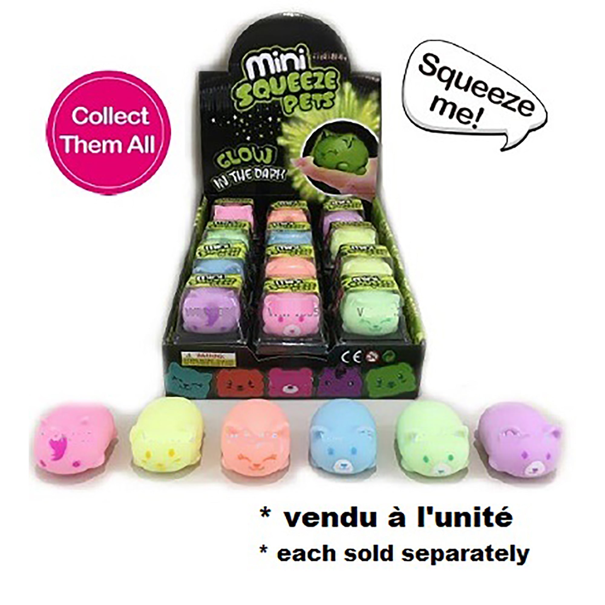 Squeeze Me Pets Glow in the Dark 2in  4+