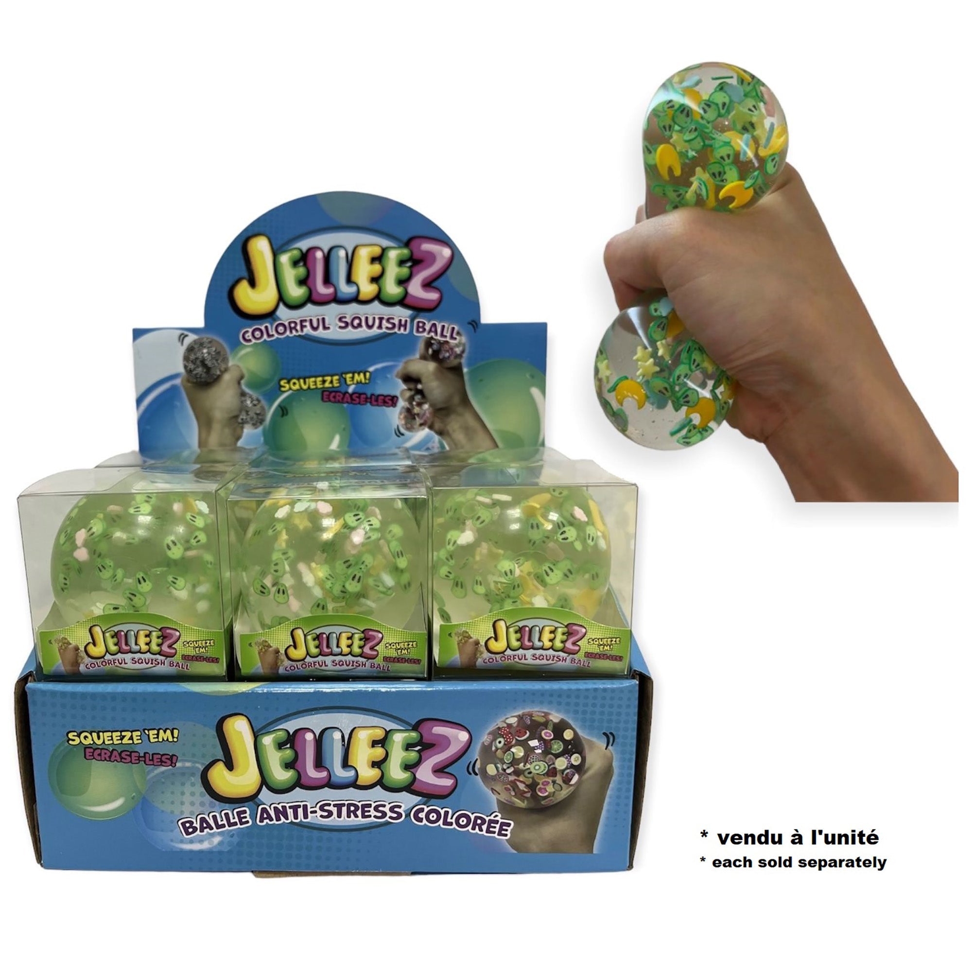 Jelleez Colorful Alien Stress Ball 2.5in dia.  3+