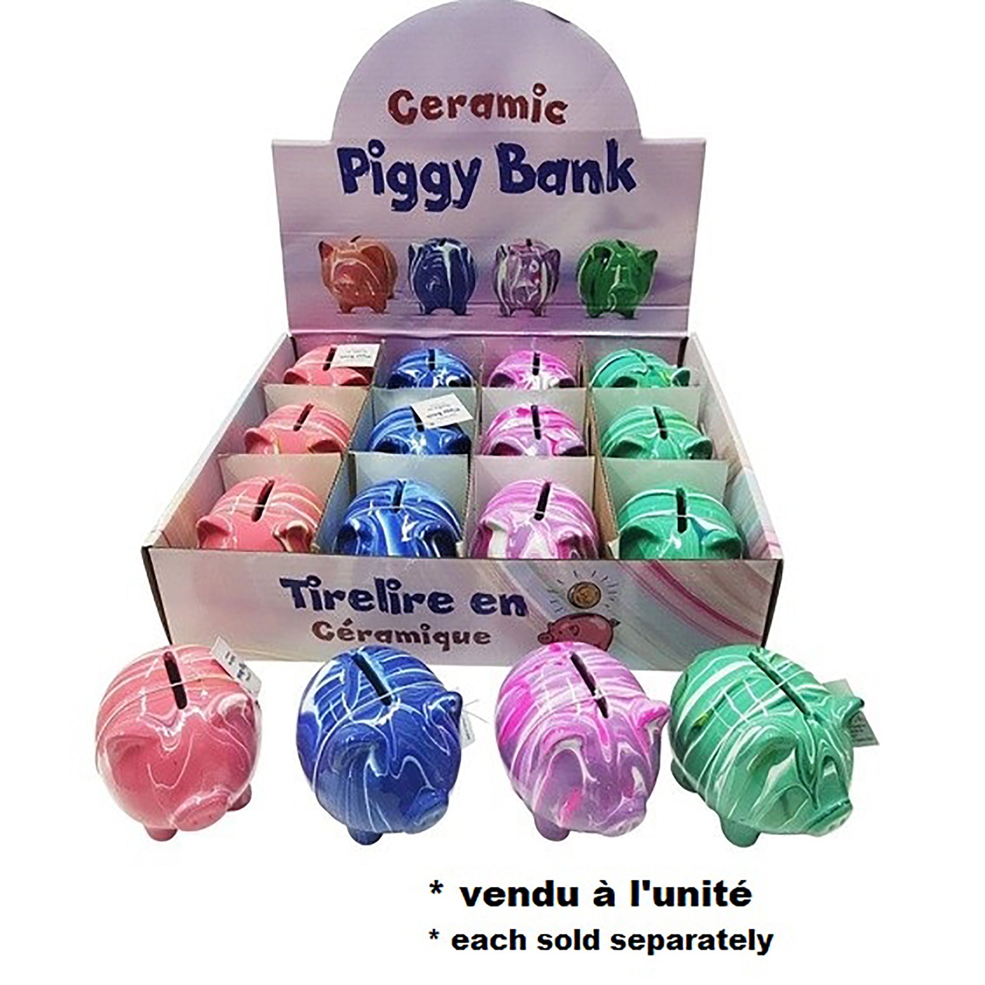 Ceramic Piggy Coin Bank 3.5x3in