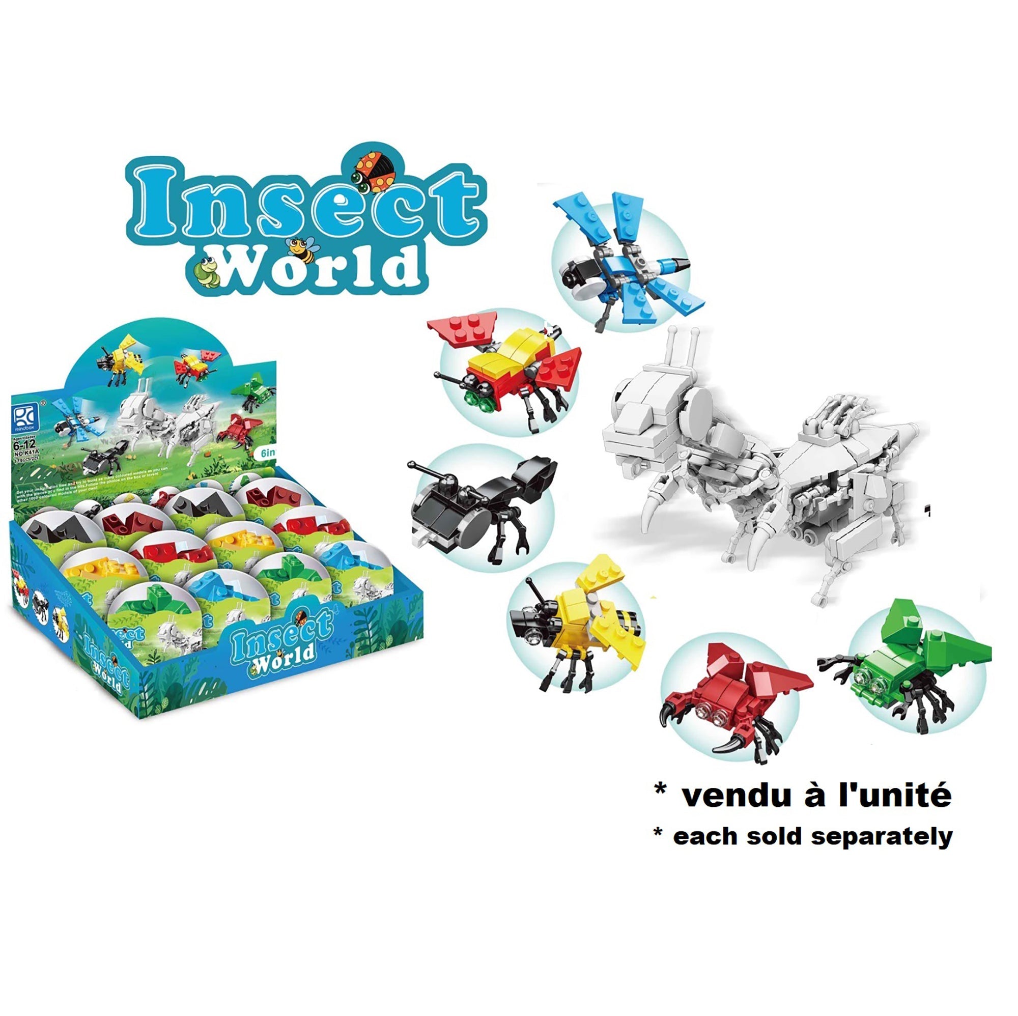 29-31pcs Insect World 6in1 Building Blocks 2.5in Capsule   6+
