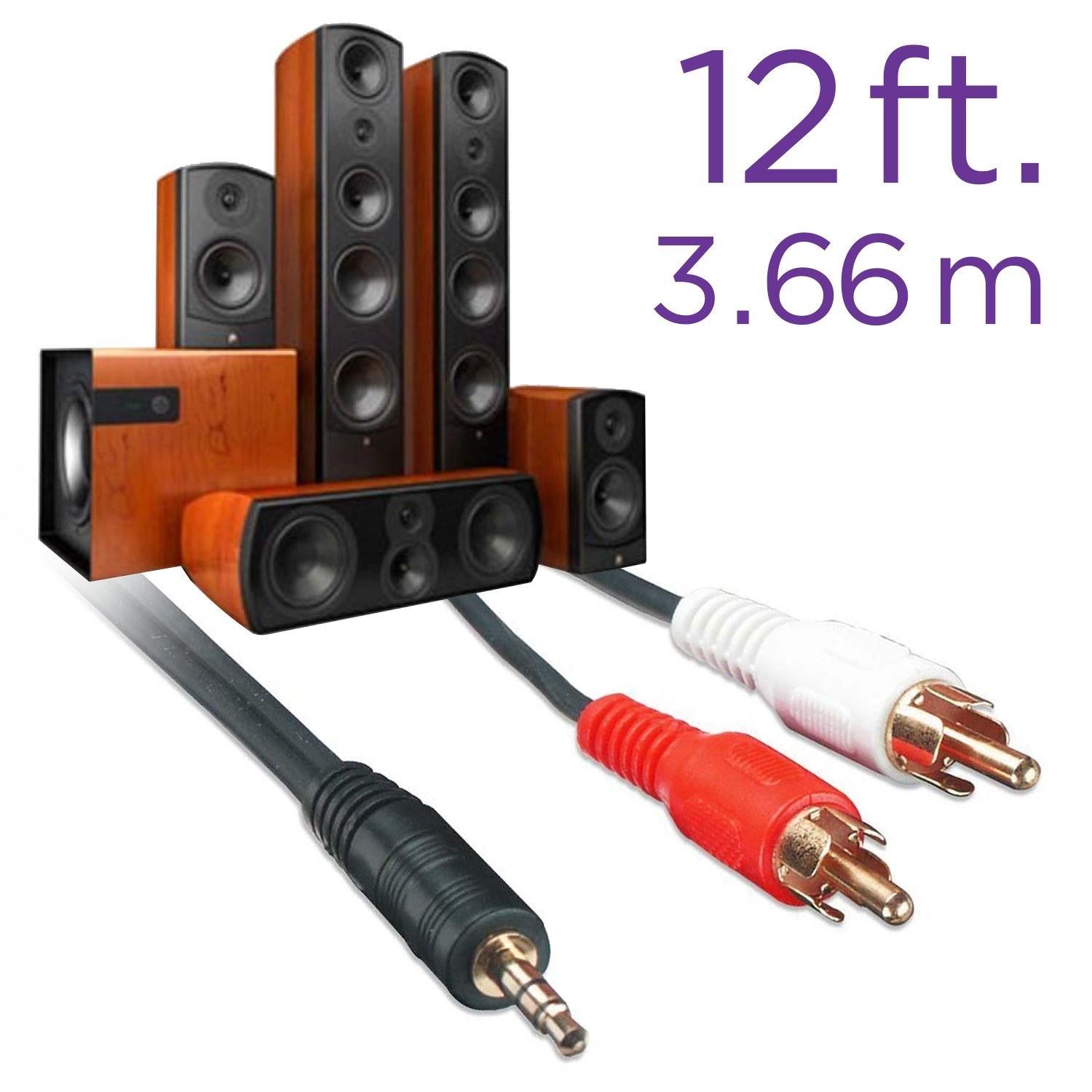 Elink Adapter elink Adapter Cable 3.5mm Stereo Plug to 2 RCA Plugs 12ft