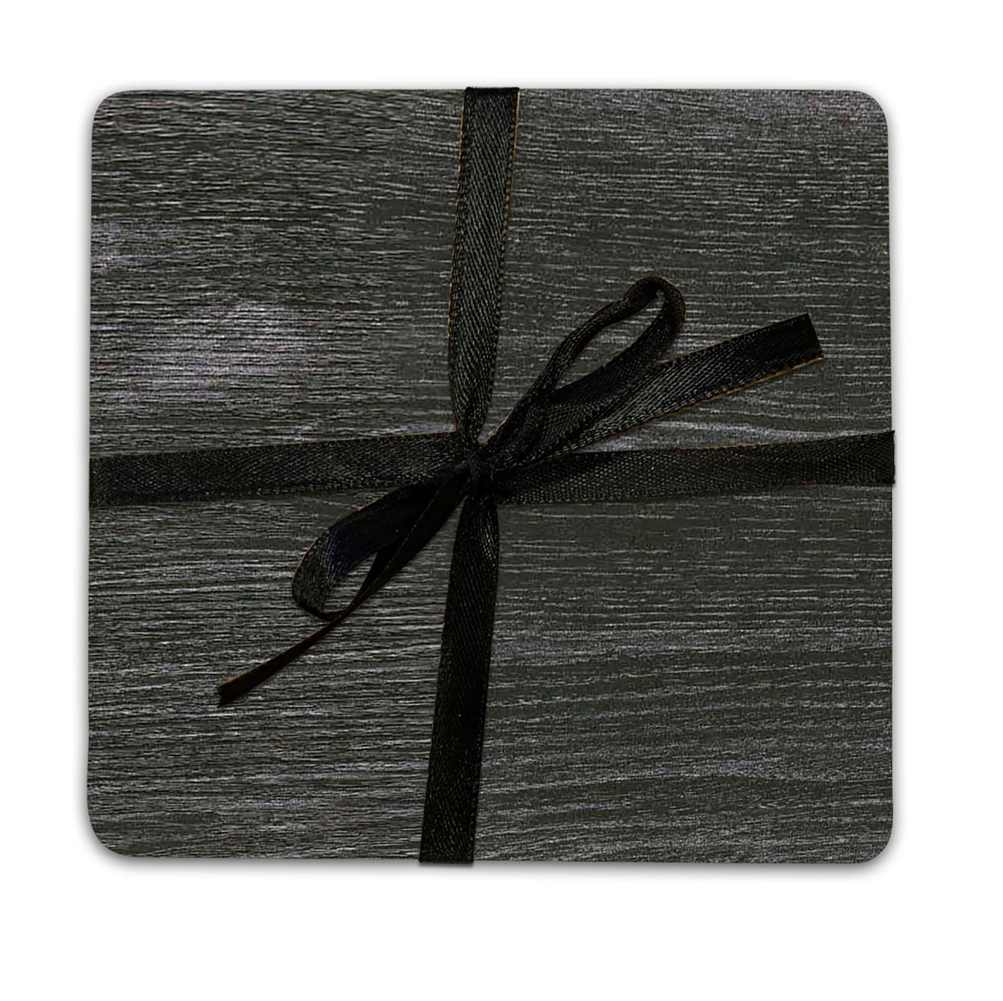 4 Black Wood Look Design Coasters
