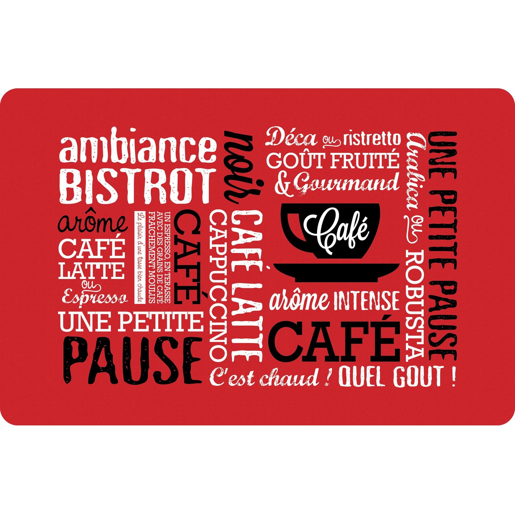 Bistro Red Polypropylene Placemat - French 17x11.2in
