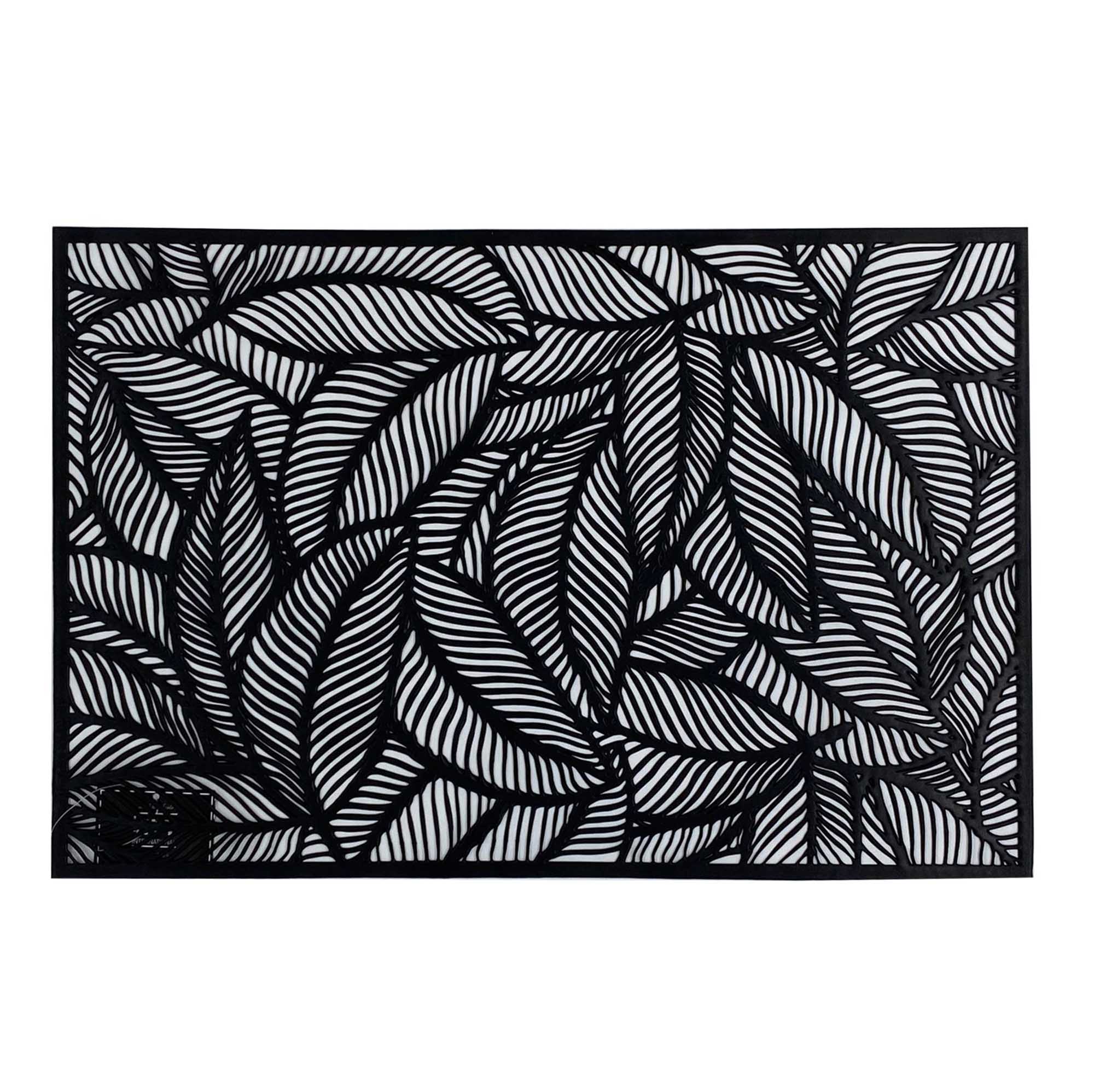 Laser Cut Leaf Design Black Placemat 17.5x11.75in