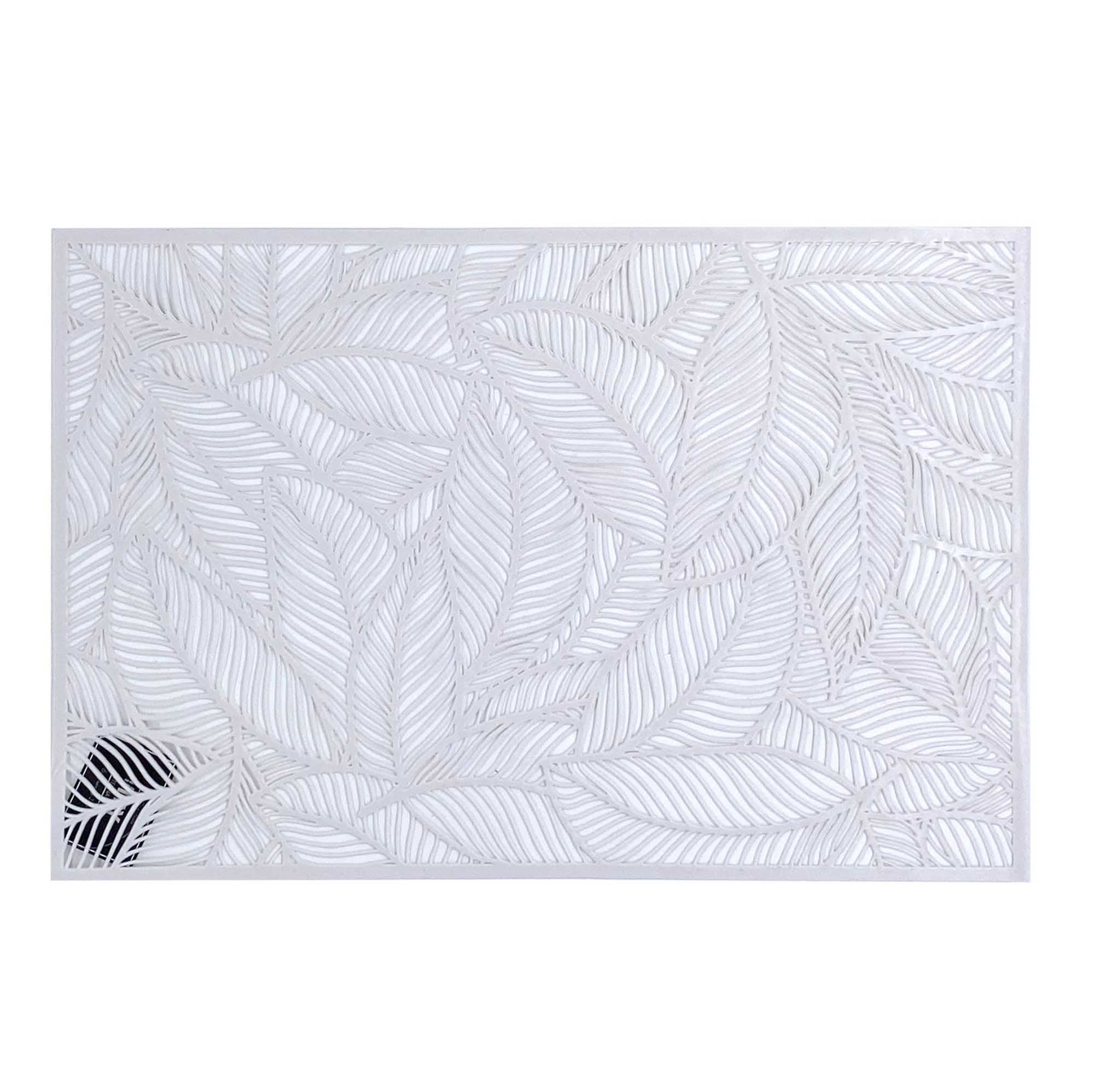 Laser Cut Leaf Design White Placemat 17.5x11.75in