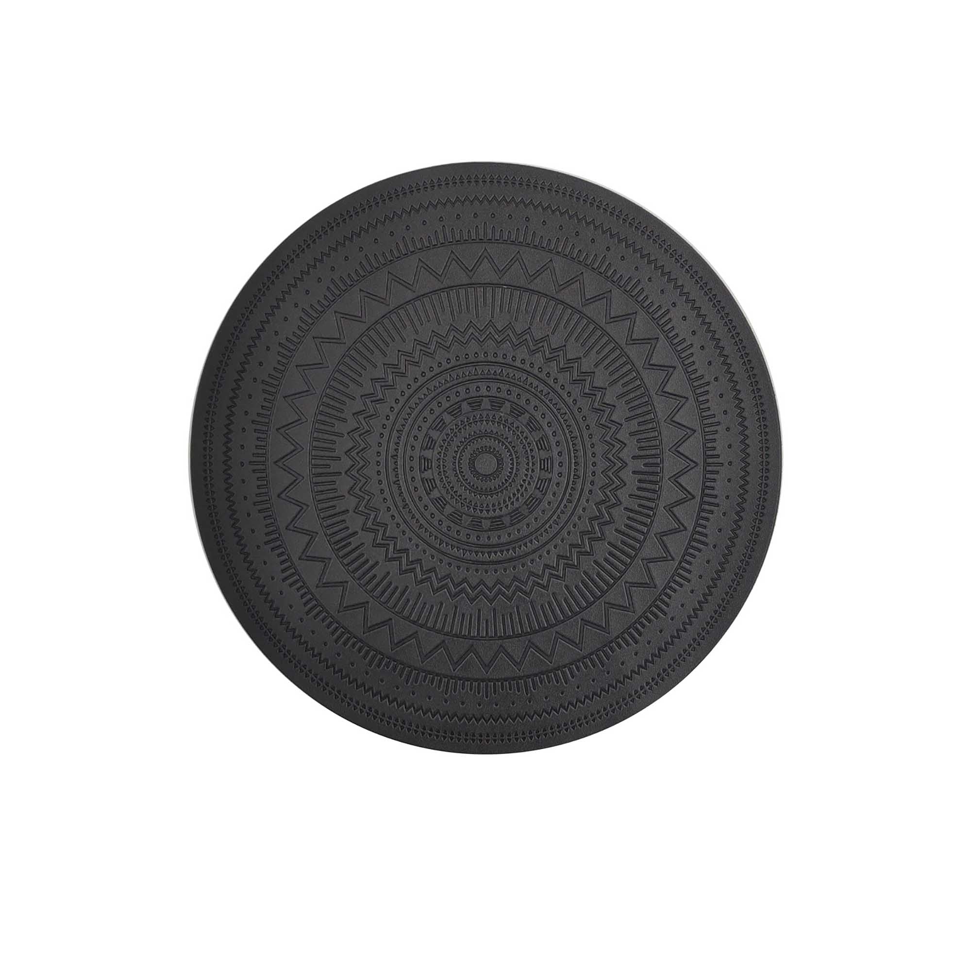 Heavy Black Leather Round Placemat 15in dia.