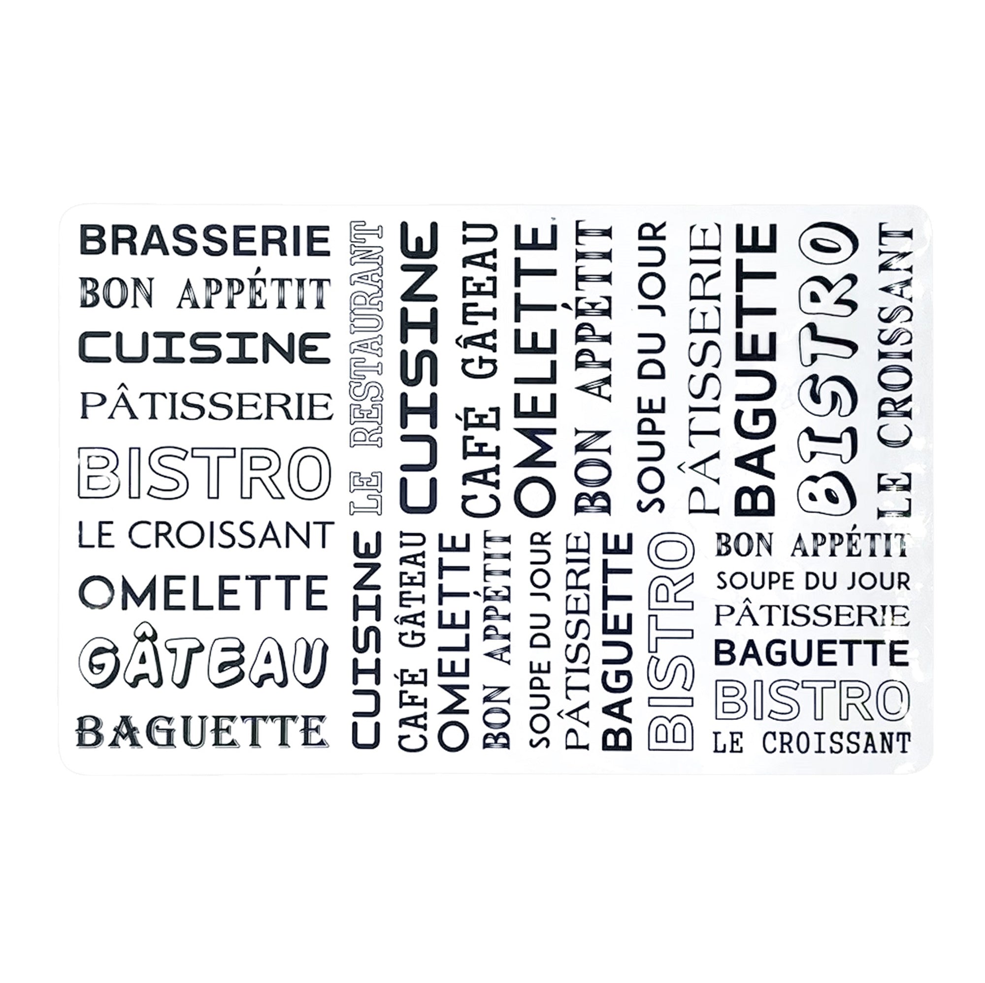 PVC Printed White French Placemat 17x11.2in