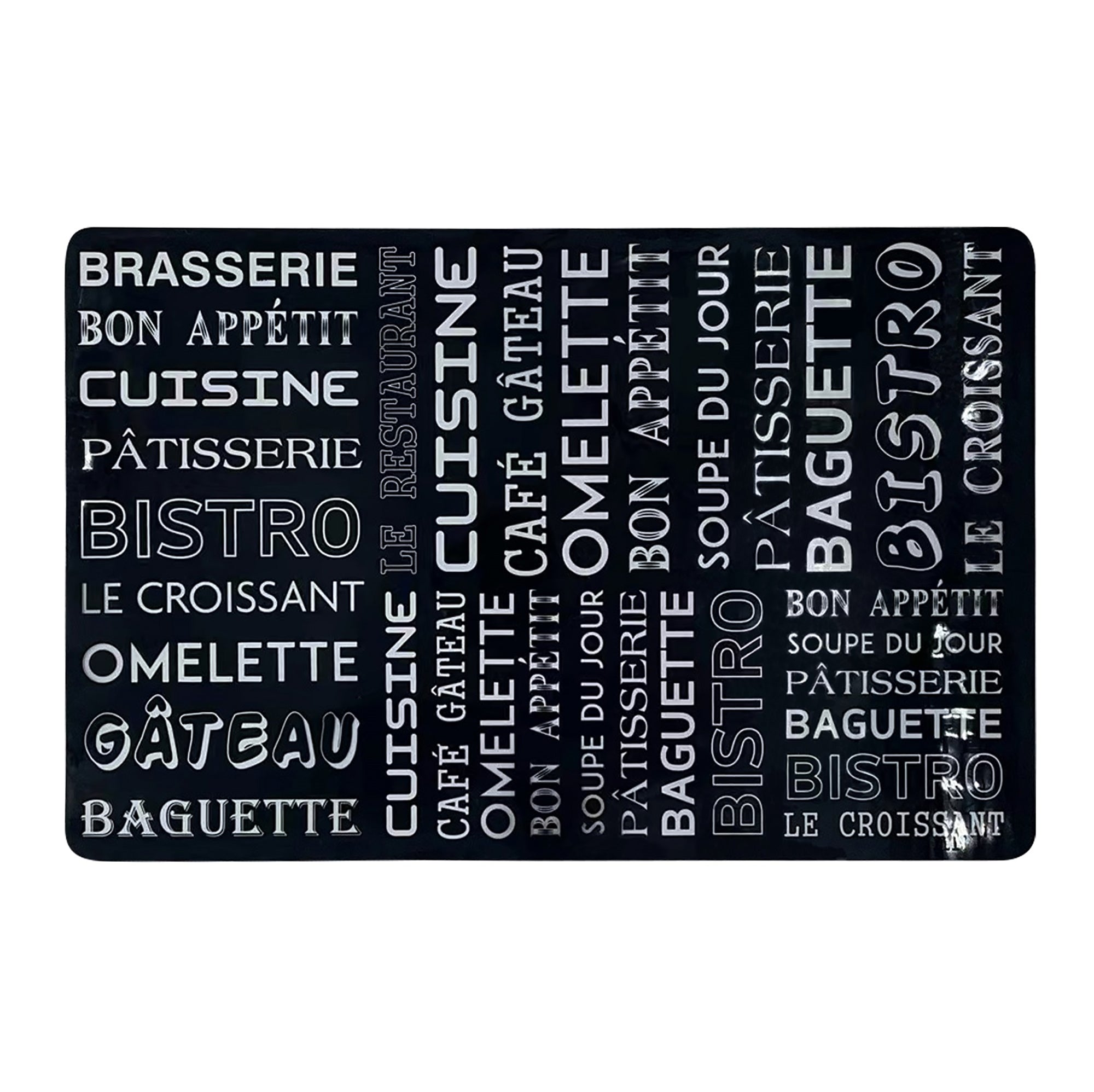 PVC Printed Black French Placemat 17x11.2in