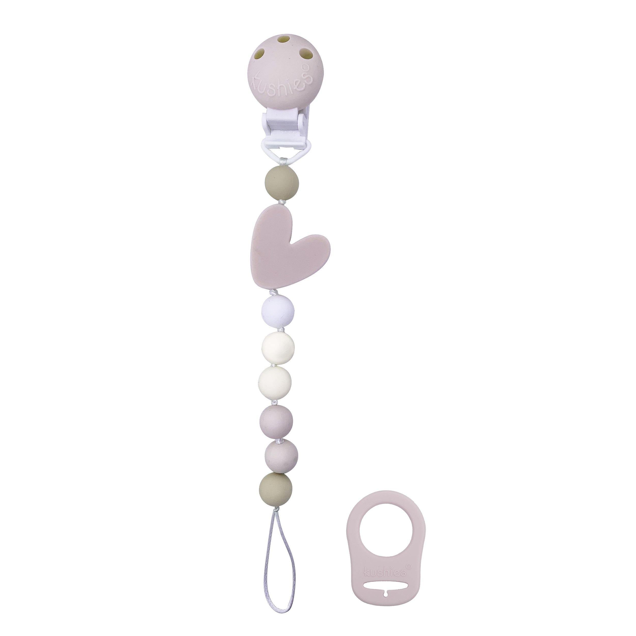 Heart Silibeads Silicone Pacifier Clip