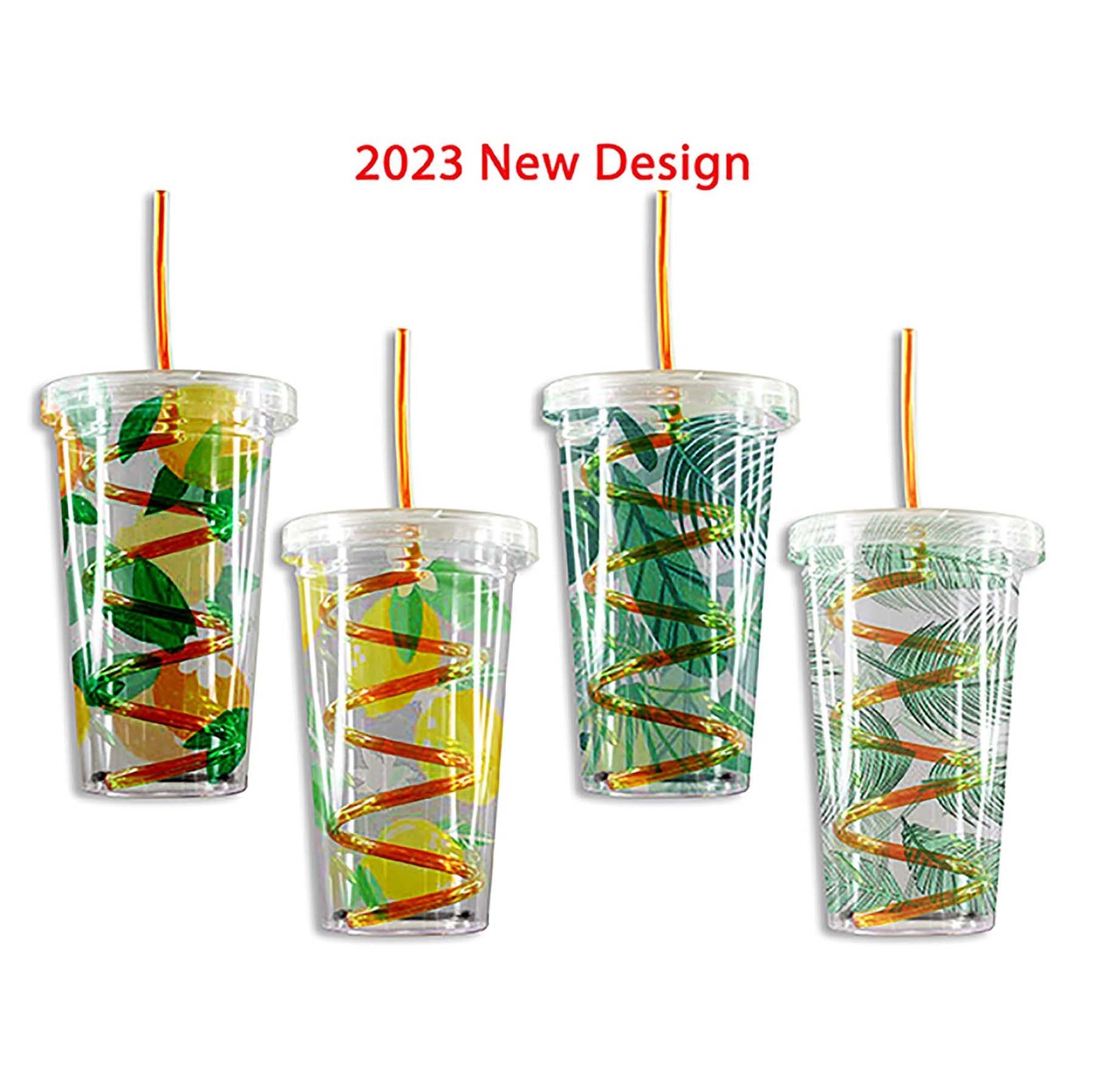 Printed Tumbler with Crazy Straw 24oz 