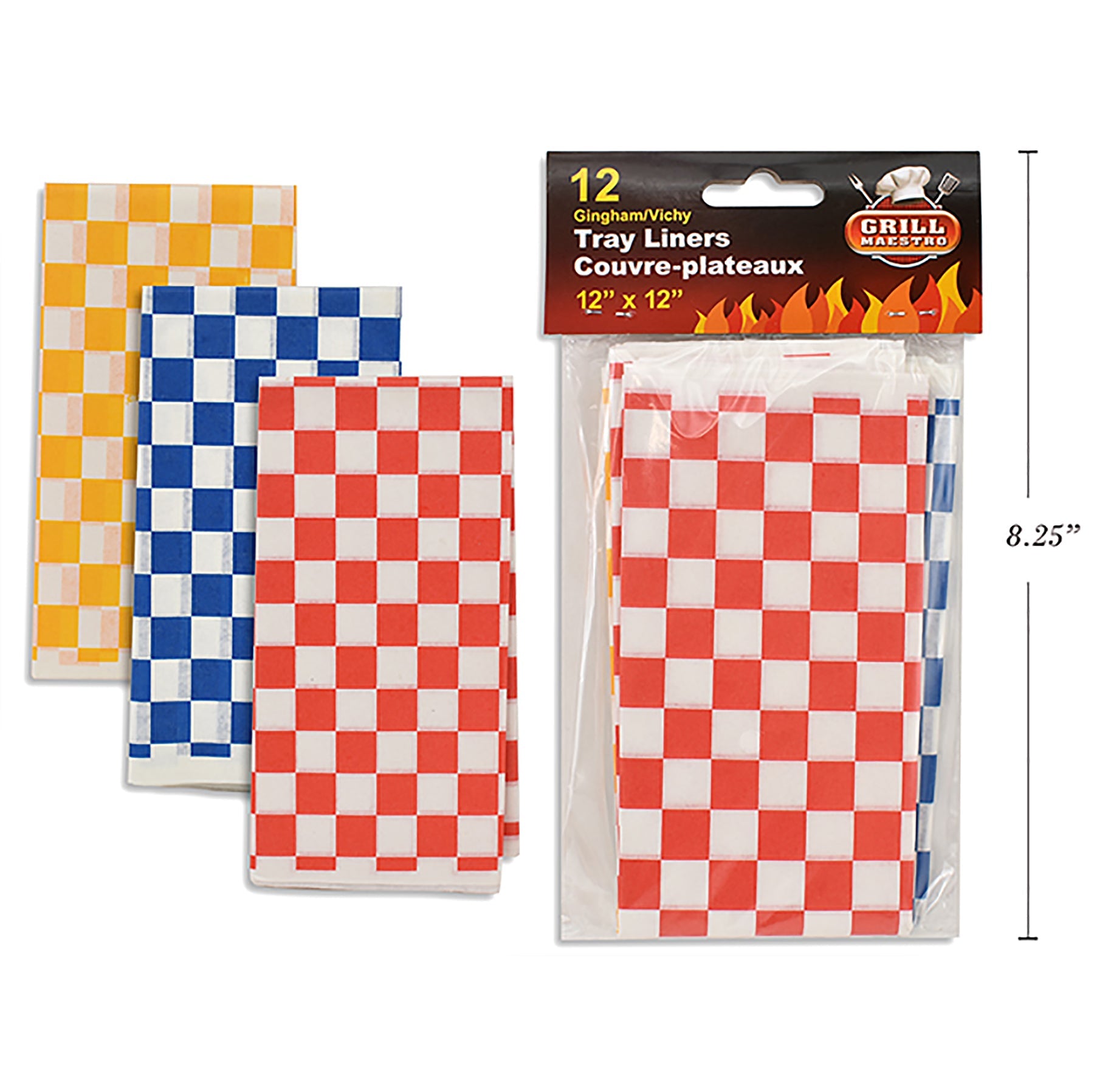 BBQ 12 Gingham Tray Liners 12x12in 