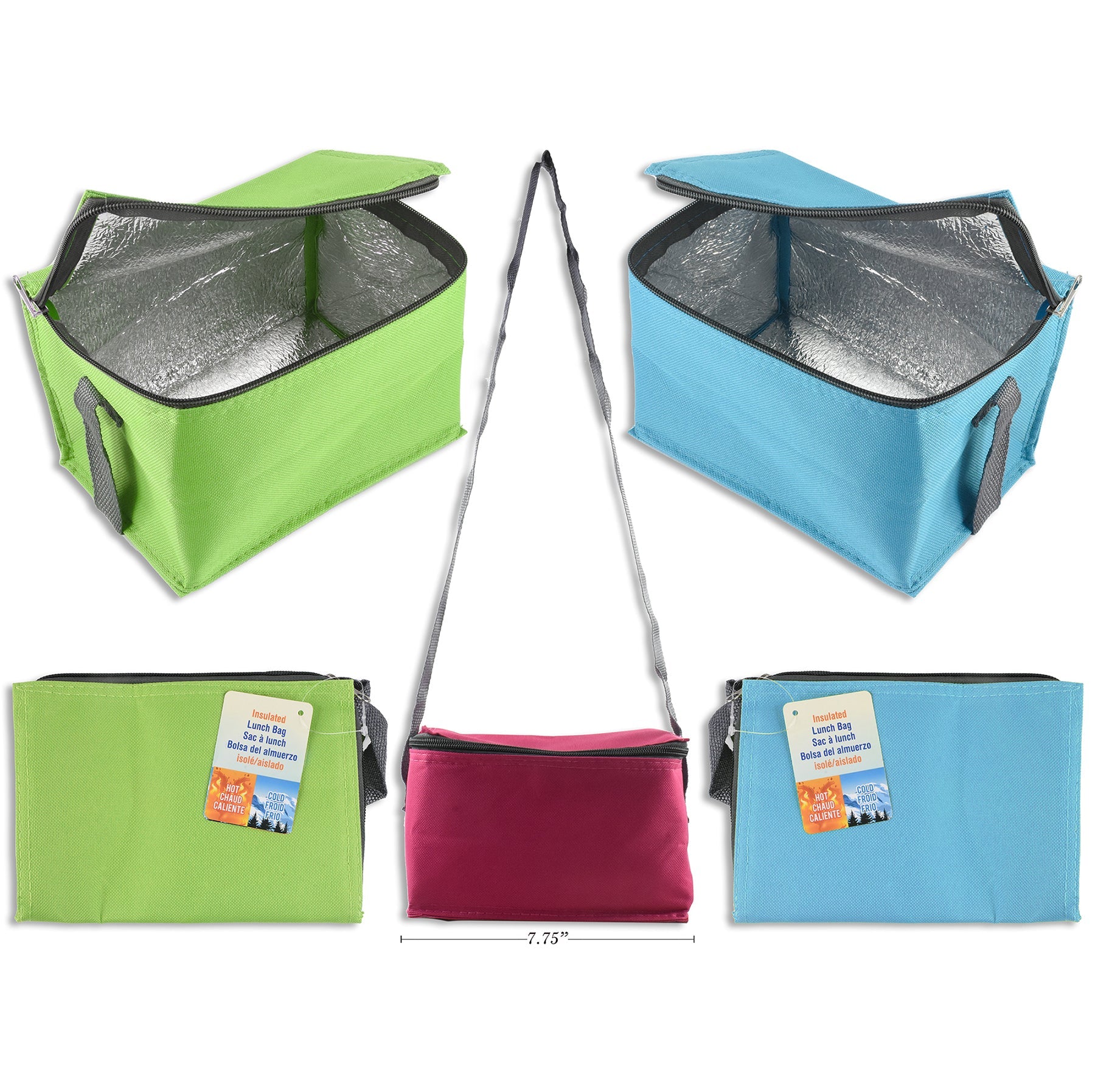 Insulated Neon Cooler Lunch Bag with Adjustable Strap 7.87in