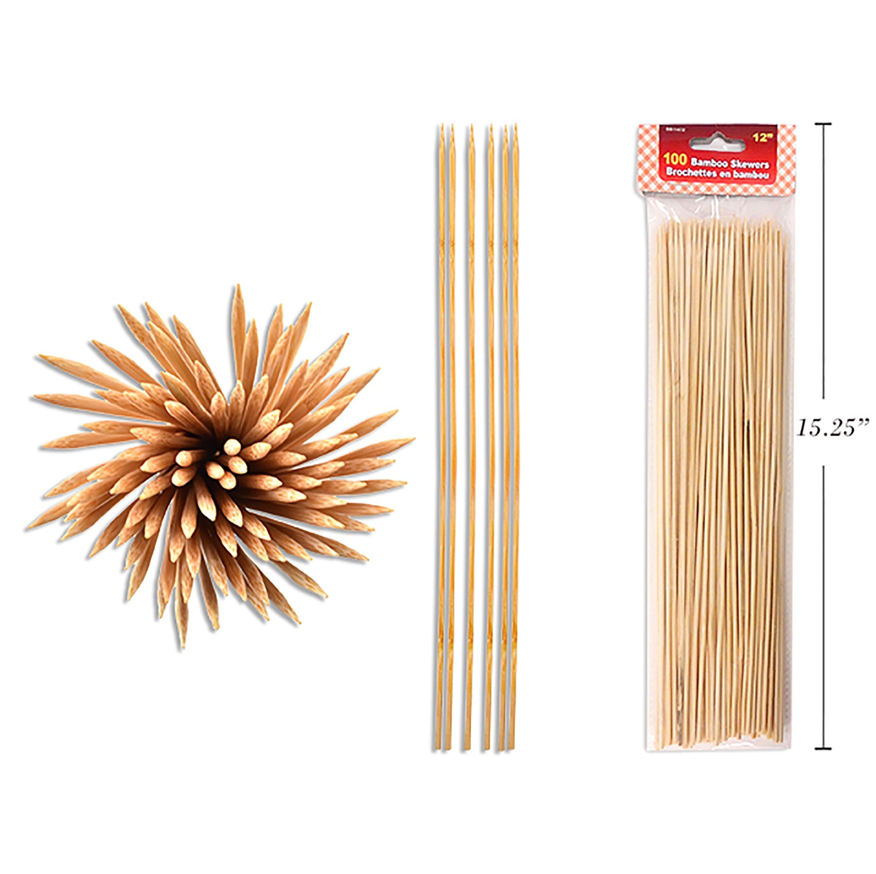 BBQ 100 Bamboo Skewers 12in  Thickness  0.12in 