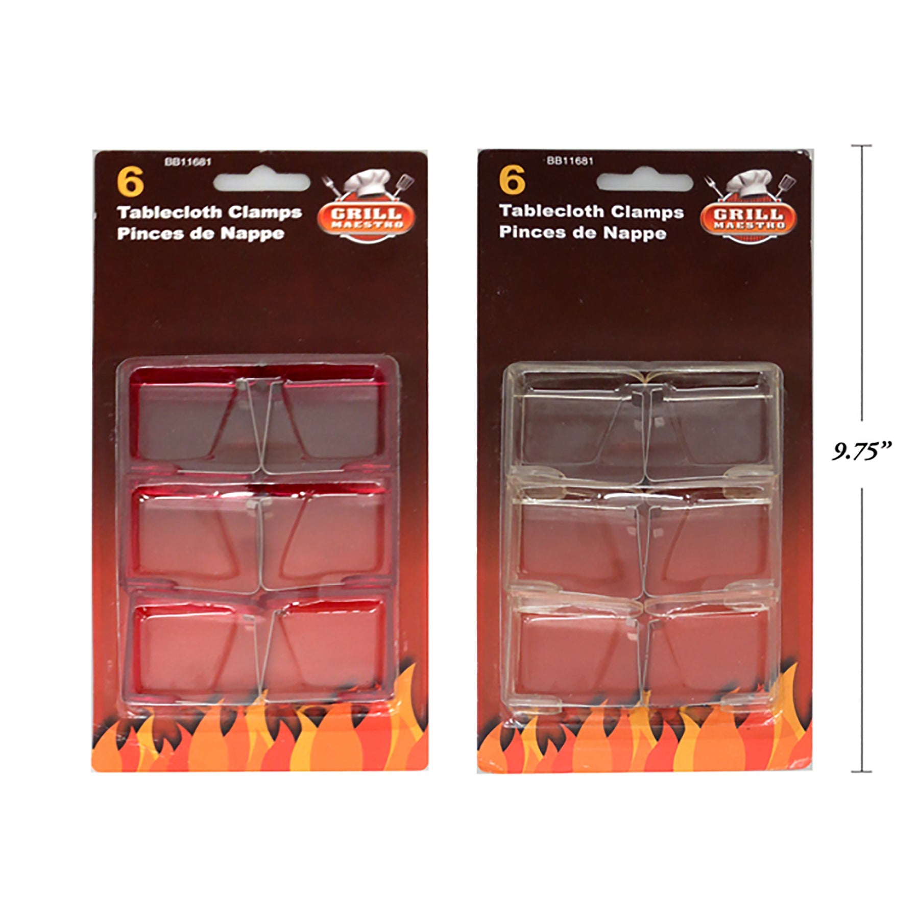 BBQ 6 Tablecloth Clamps with Metal Clip 9.75in