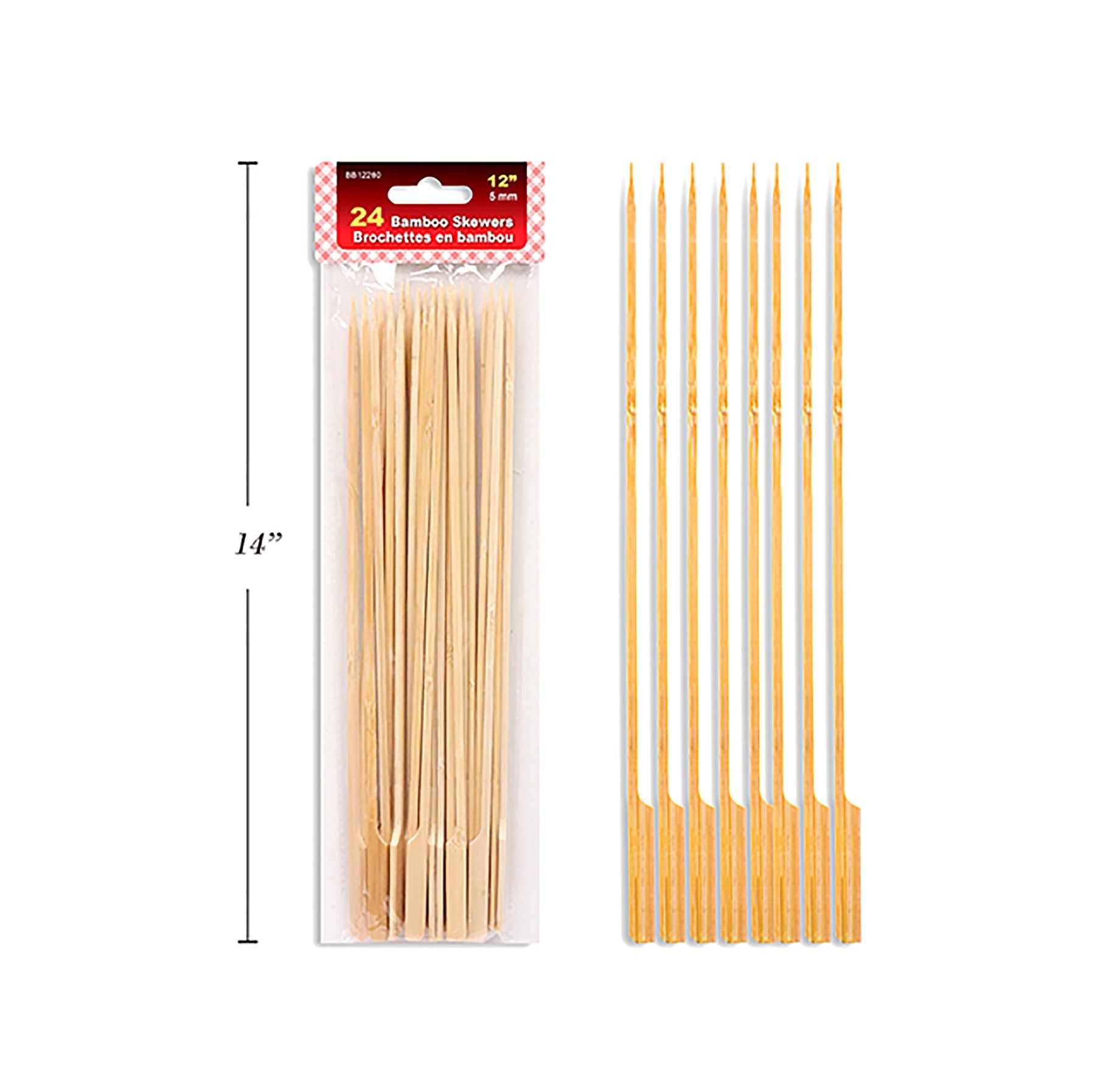 BBQ 24 Square Thick Bamboo Skewers  12x0.2in