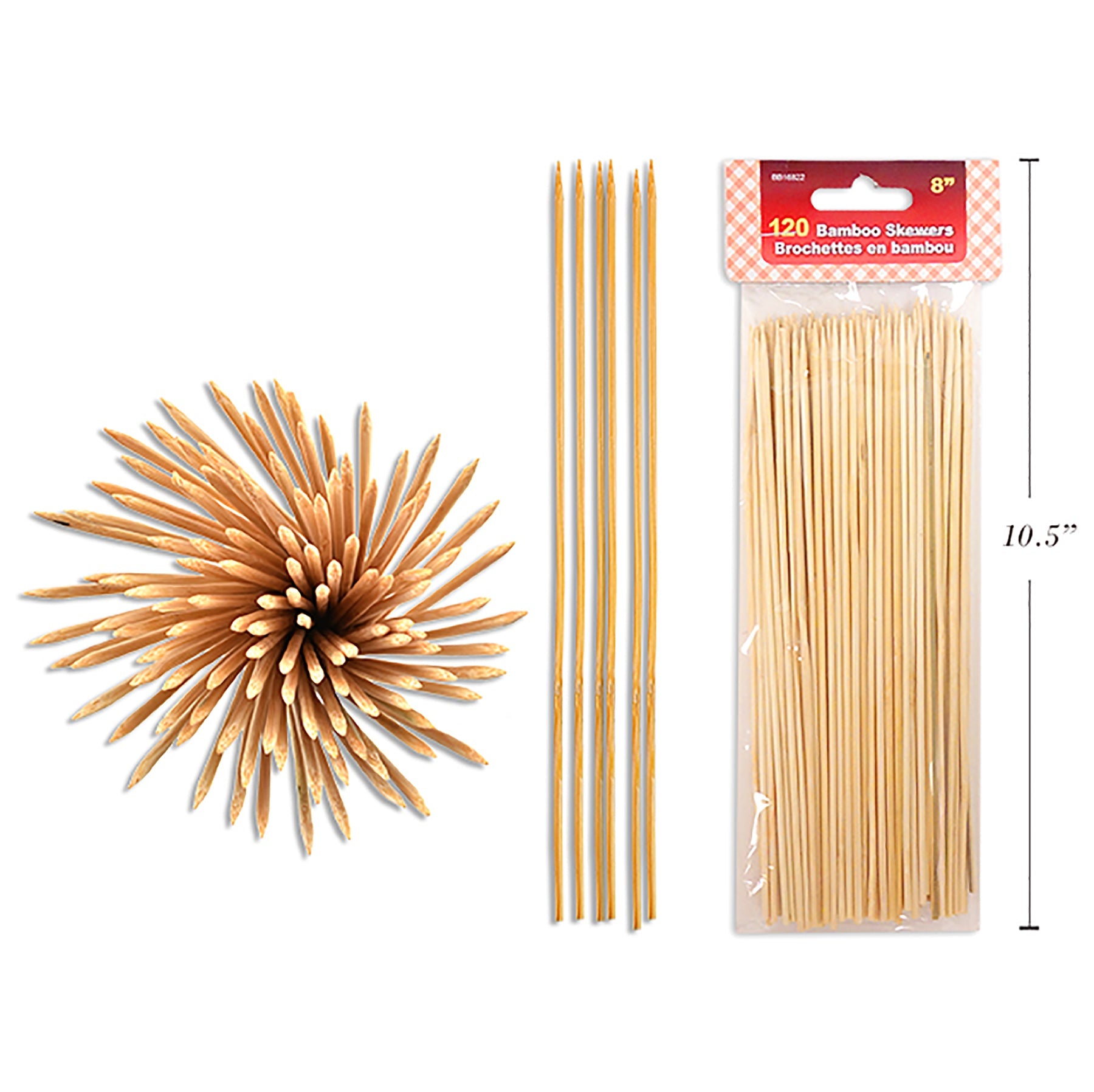 BBQ 120 Bamboo Skewers 8in  Thickness 0.08in
