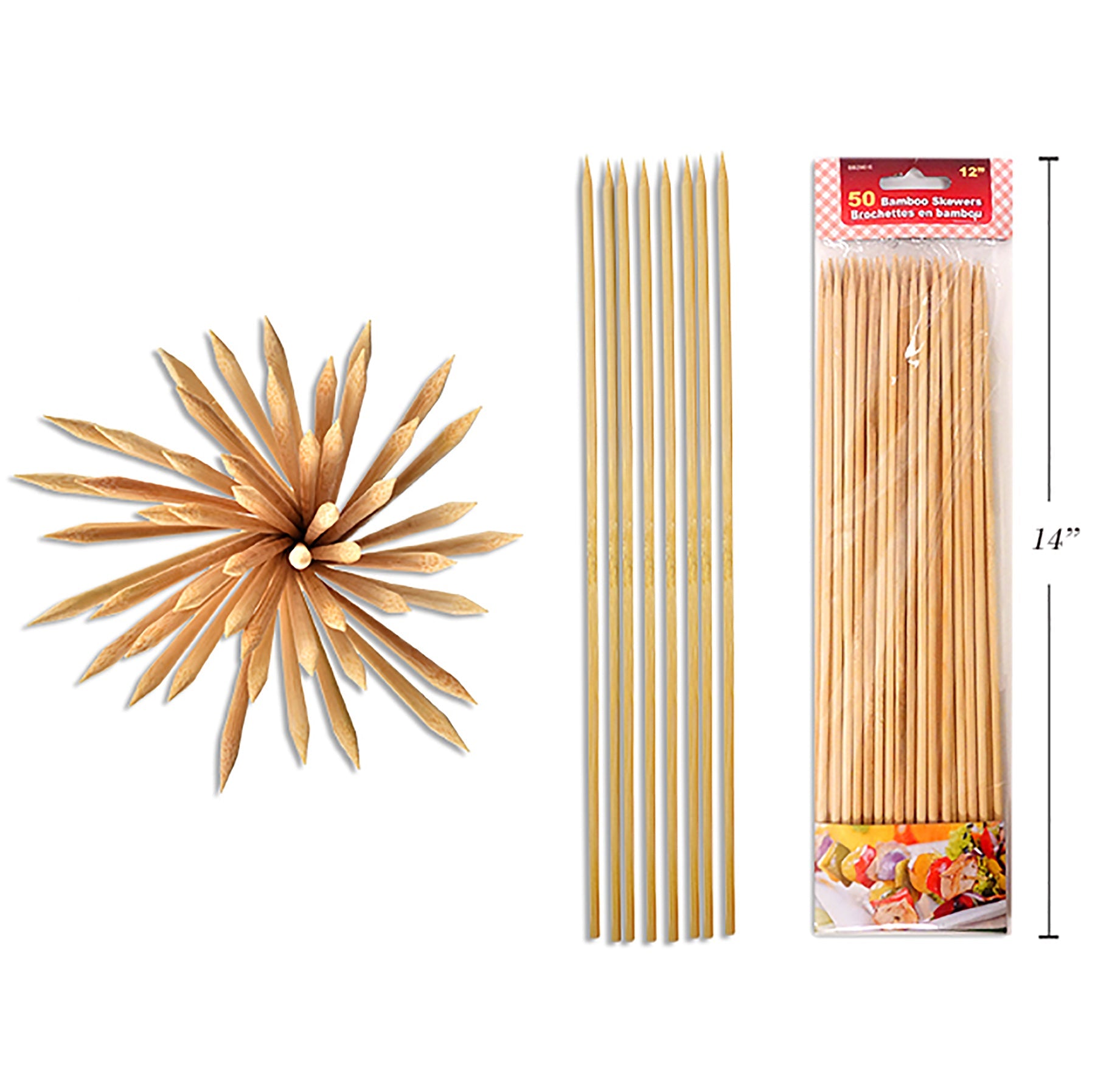 BBQ 50 Bamboo Skewers 12in