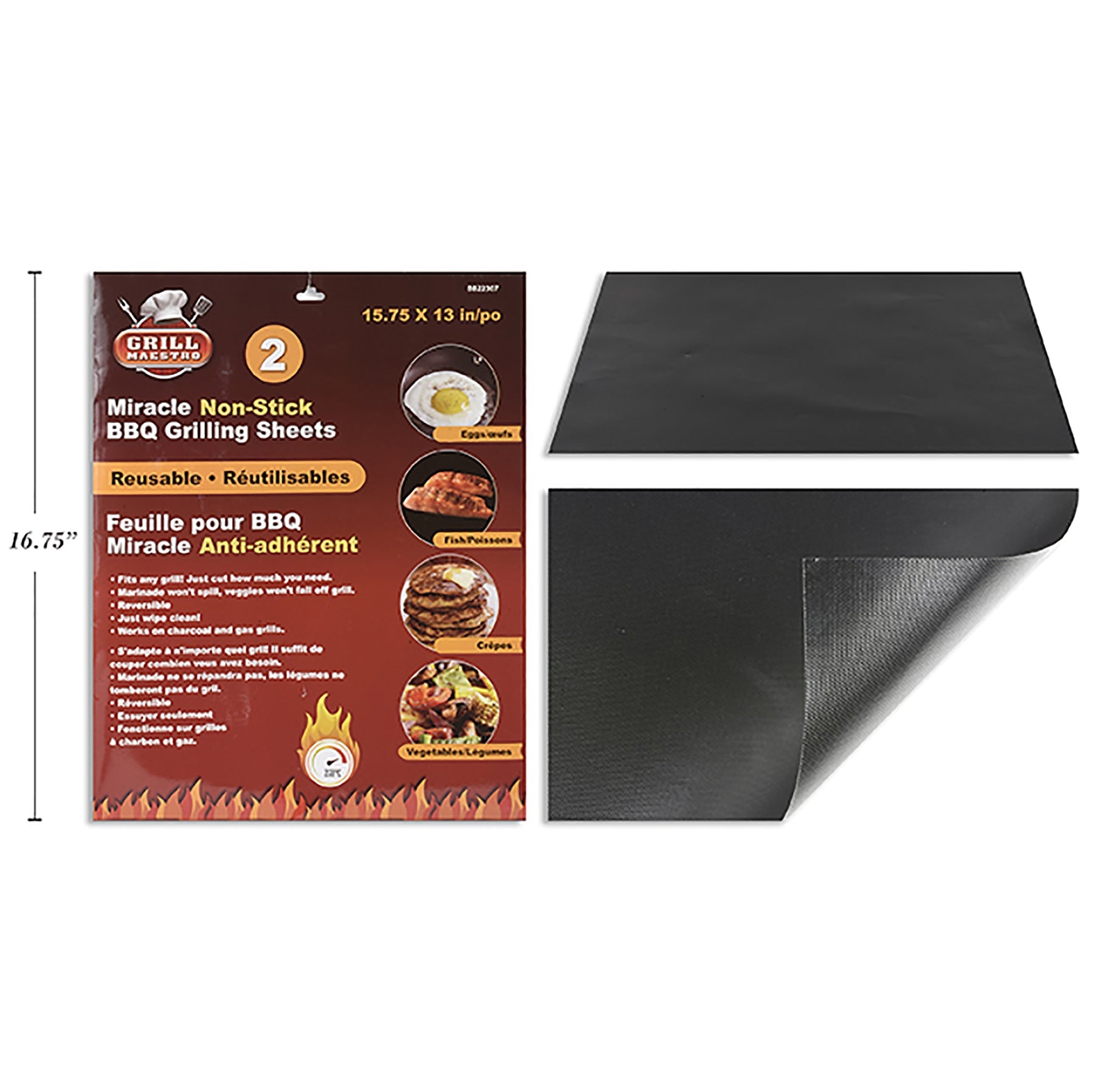 BBQ 2 Miracle Non-Stick Grilling Sheets Reusable 15.75x13in
