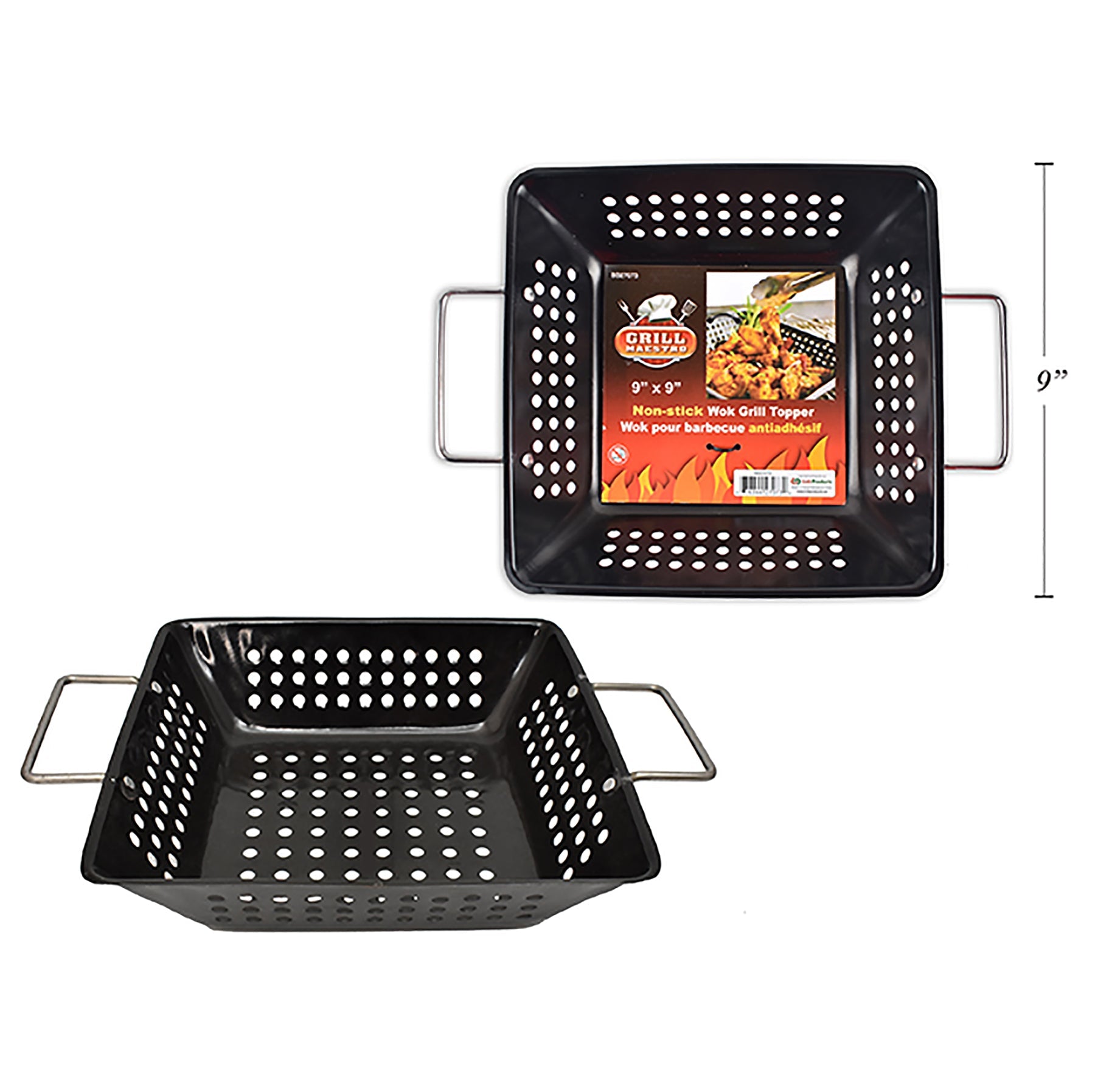 BBQ Square Non Stick Porcelain Coated Grill Wok Topper 9x9in 