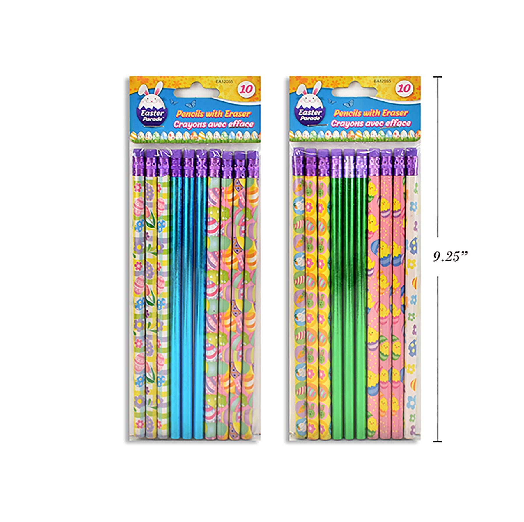 Easter 10 Design Pencils with Eraser 7.37in