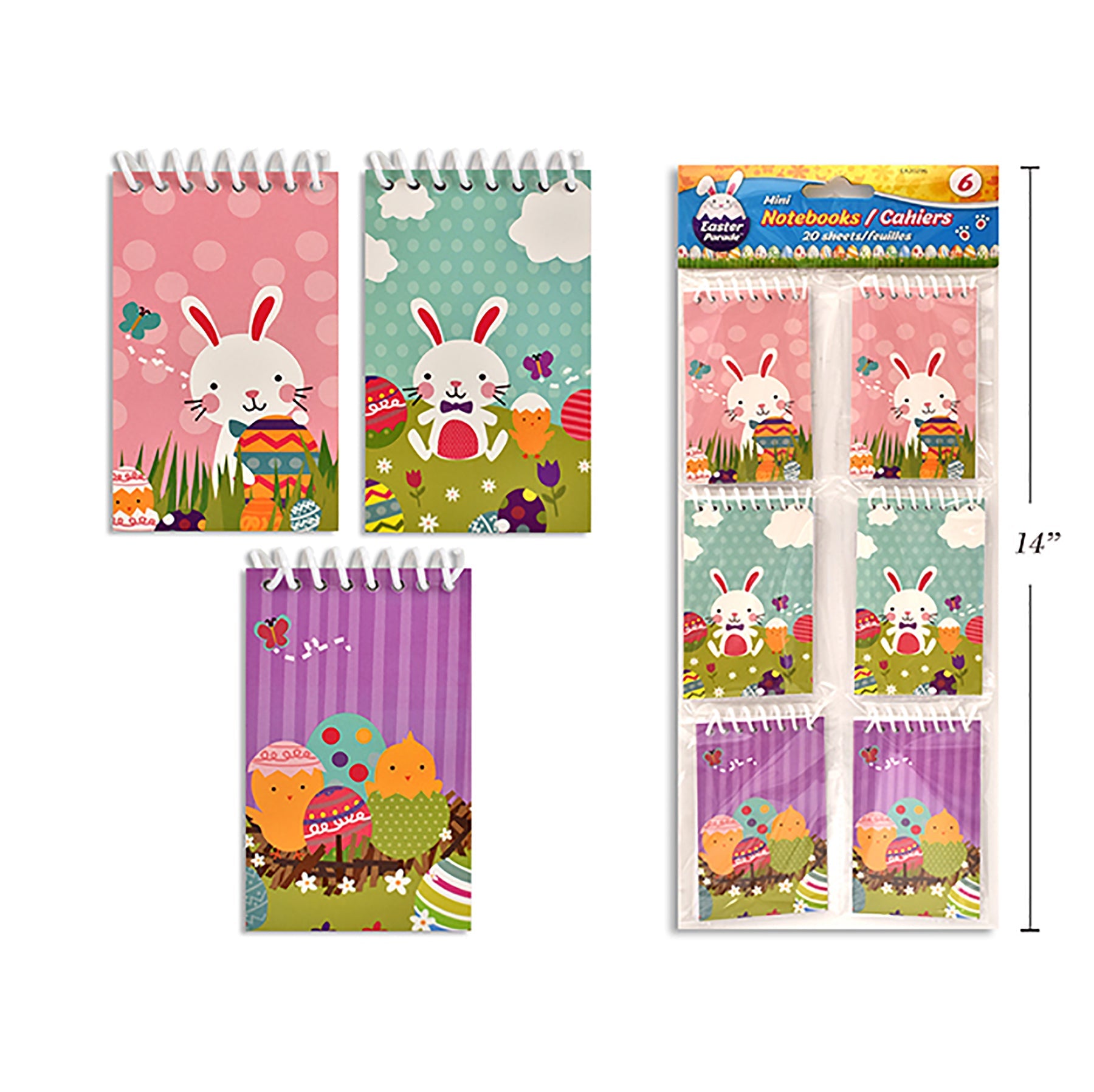 Easter 6 Mini Notebooks 20-Sheets 2.13x3.5in