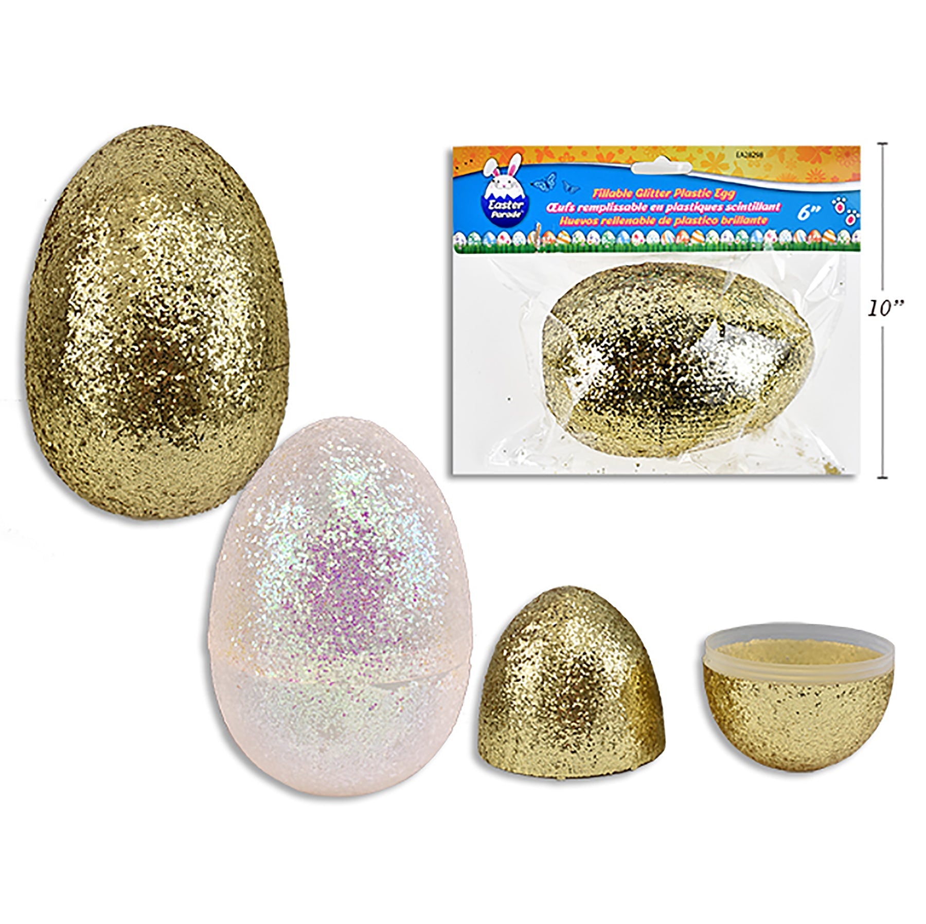 Easter Glitter Fillable Egg 6in