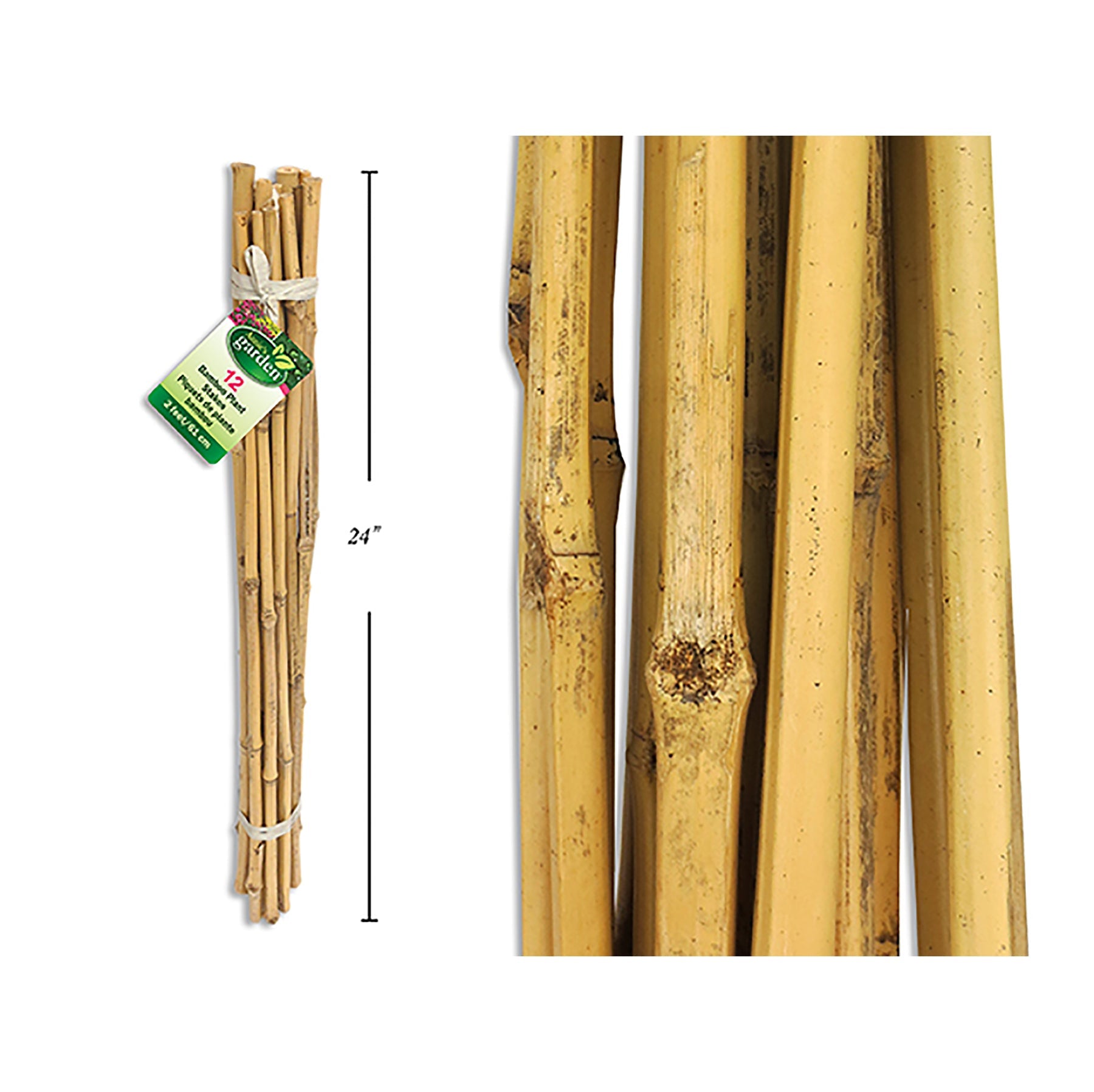 Annie's Garden 12 Bamboo Plant Stakes Natural Color 24in