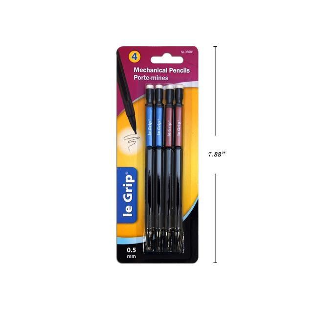 4 Pk Mechanical Pencils 0.5Mm With Colored Clip - Dollar Max Depot