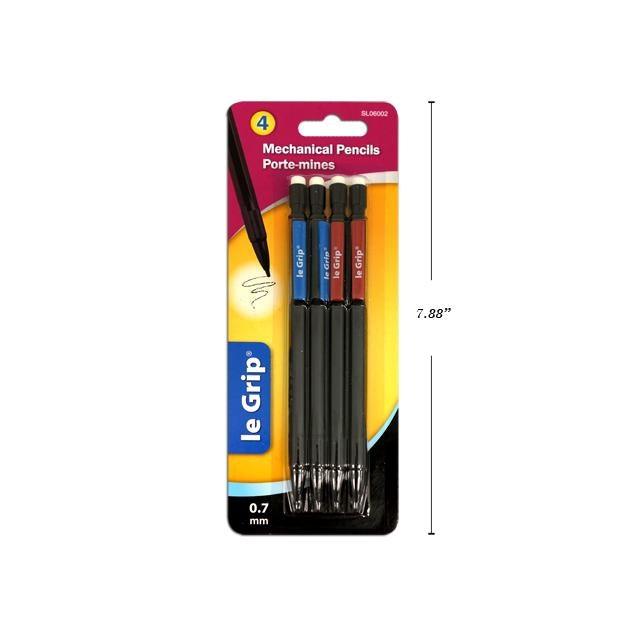 4 Pk Mechanical Pencils 0.7Mm With Coloured Clips - Dollar Max Depot