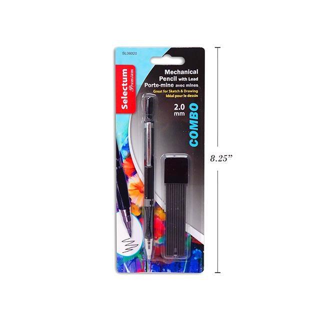 2.0Mm Tip Mechanical Pencil W/Clip + Leads - Dollar Max Depot