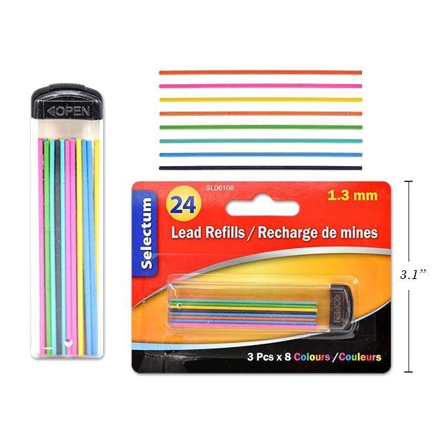 1.3Mm Coloured Lead Refills (3 Pcs X 8 Colors ) - Dollar Max Depot