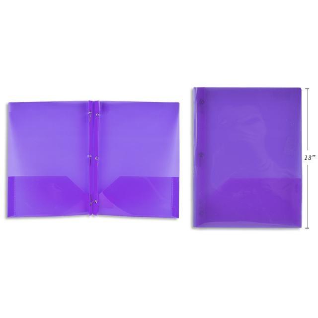 Purple Translucent Duo-Tang Plastic Portfolio With Prongs & 2 Pockets 8.5X11.25In - Dollar Max Depot