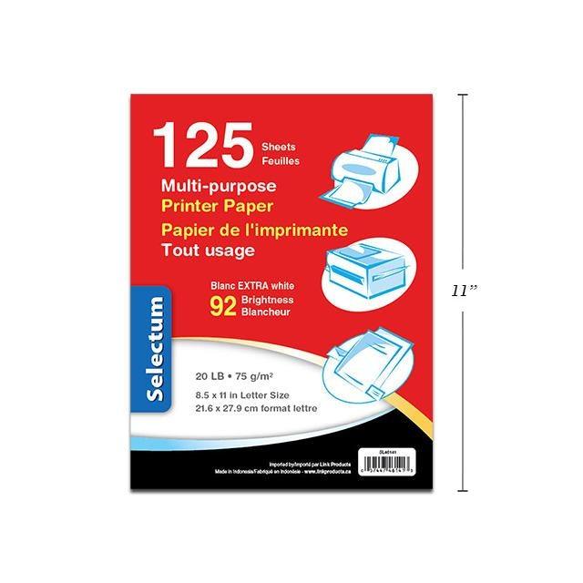 Multi Use Printer Paper 125 Sheets 11X8.5In 92 Bright 75 Gms- 20Lb (Premium Paper) - Dollar Max Depot
