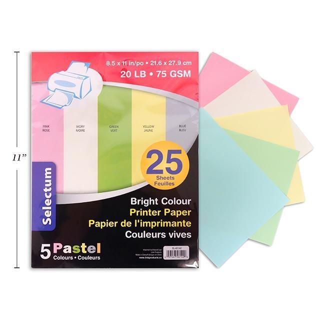 Pastel Color Copy Paper 75 Gms 8.5X11In 25 Sheets Ivory / Yellow / Pink / Green / Blue - Dollar Max Depot