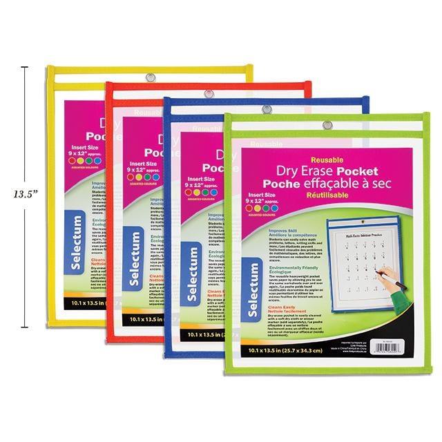 Reuseable Dry Erase Pockets 10X13.5In Insert Slot Size Approx. 9X12In - Dollar Max Depot