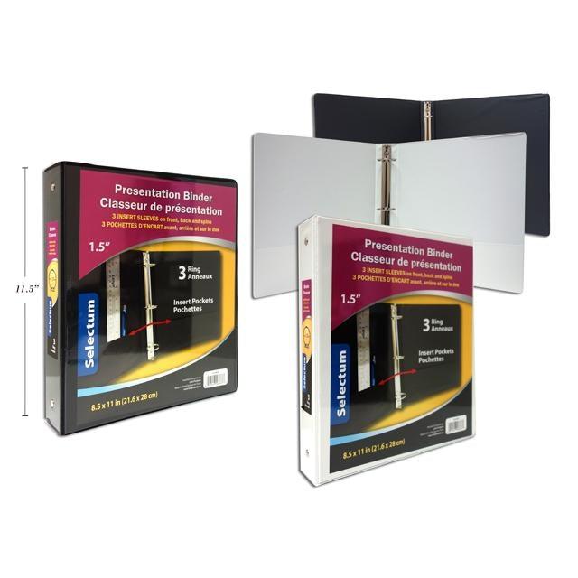 1.5" Hrd Cover Presentation Binder 3 Clear View Black And White Colors + Inner Pockets - Dollar Max Depot