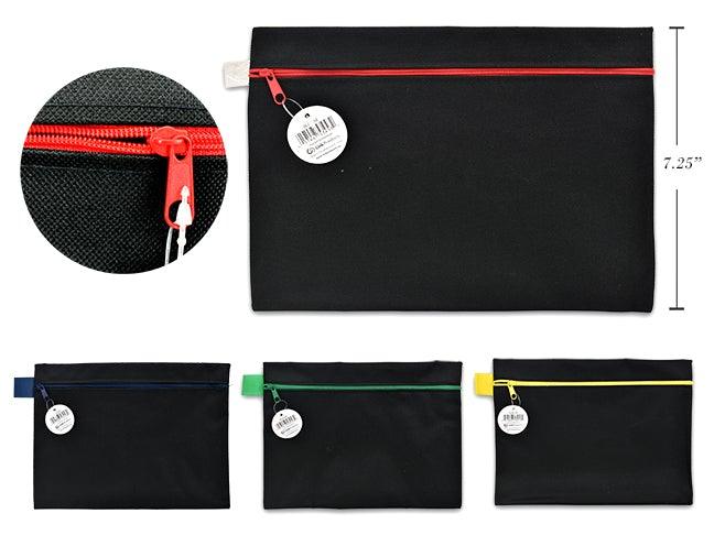 LARGE BLACK PENCIL CASE WITH COLOURFUL ZIPPER - Dollar Max Depot