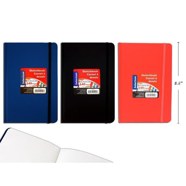 Hard Cover Sketch Book With Elastic 140 Plain Pages 5.5X8.5In - Dollar Max Depot