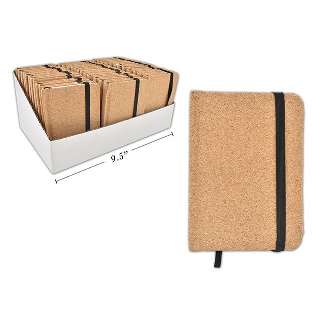Cork Cover Mini Notebook 3X4.38In 60 Ruled Sheets With Elastic Close - Dollar Max Depot