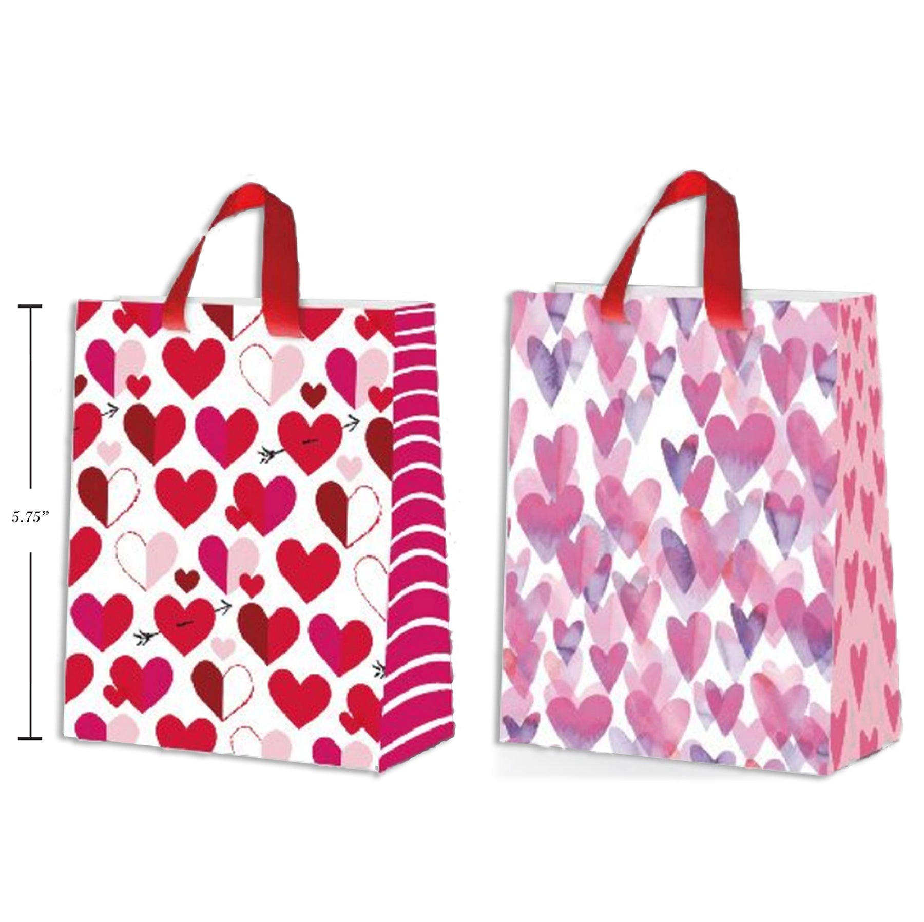 Valentine Small Matte Heart Giftbag with Satin Handle 5.75in H