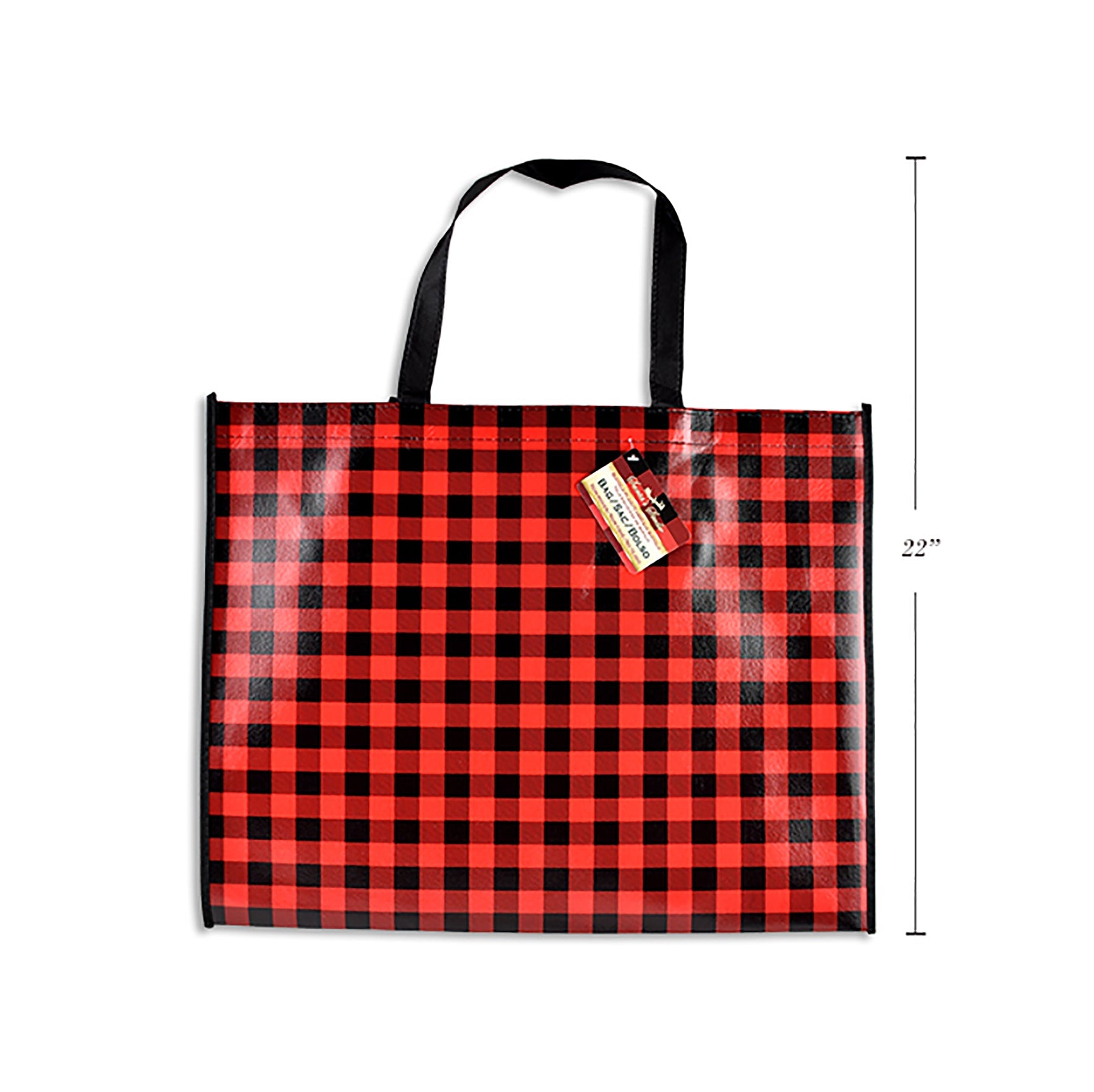 Christmas Coated Non-Woven Bag Buffalo Plaid 19.5x15in 