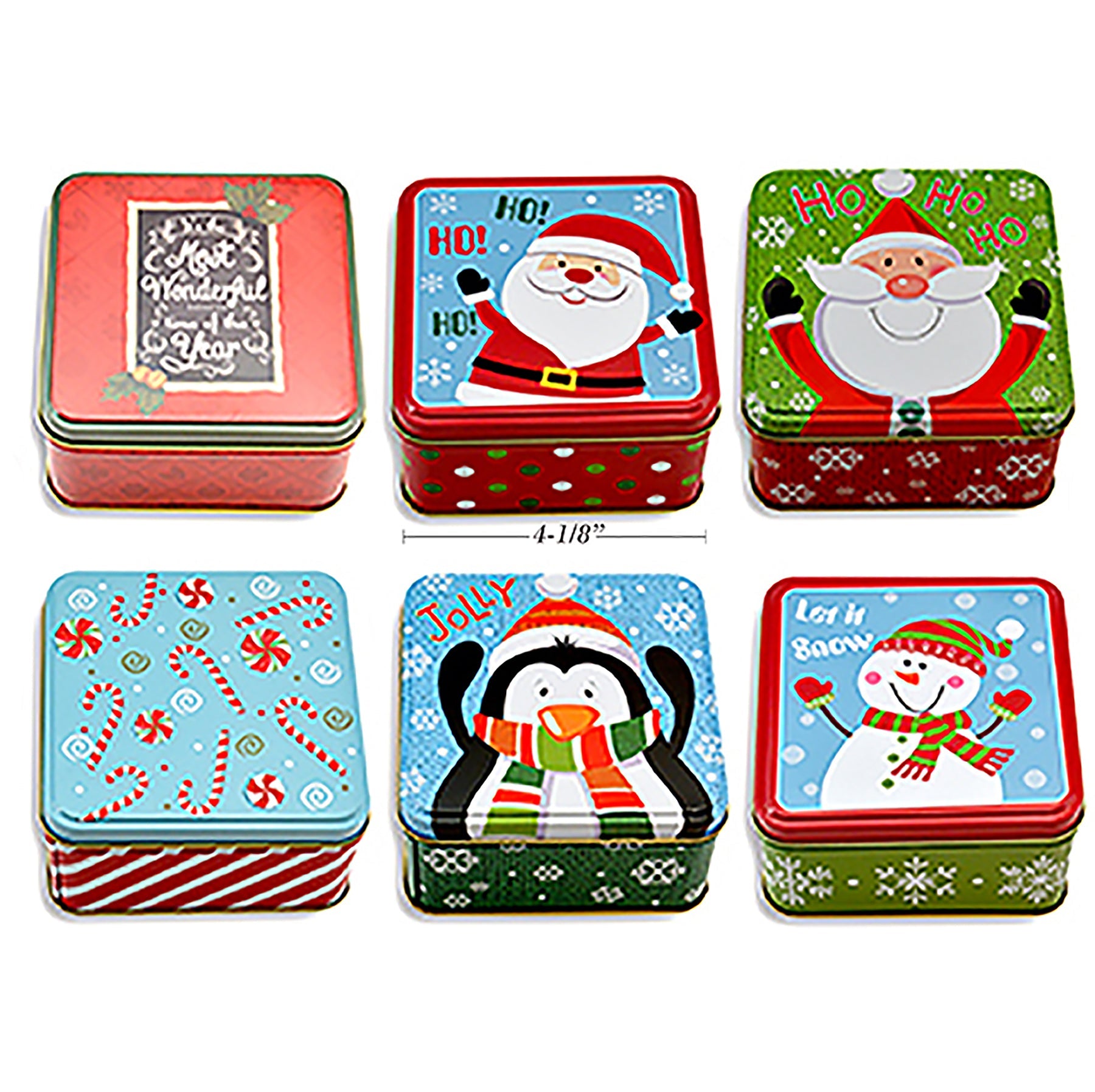 Christmas Square Cookie Tin 4.12x2.25in