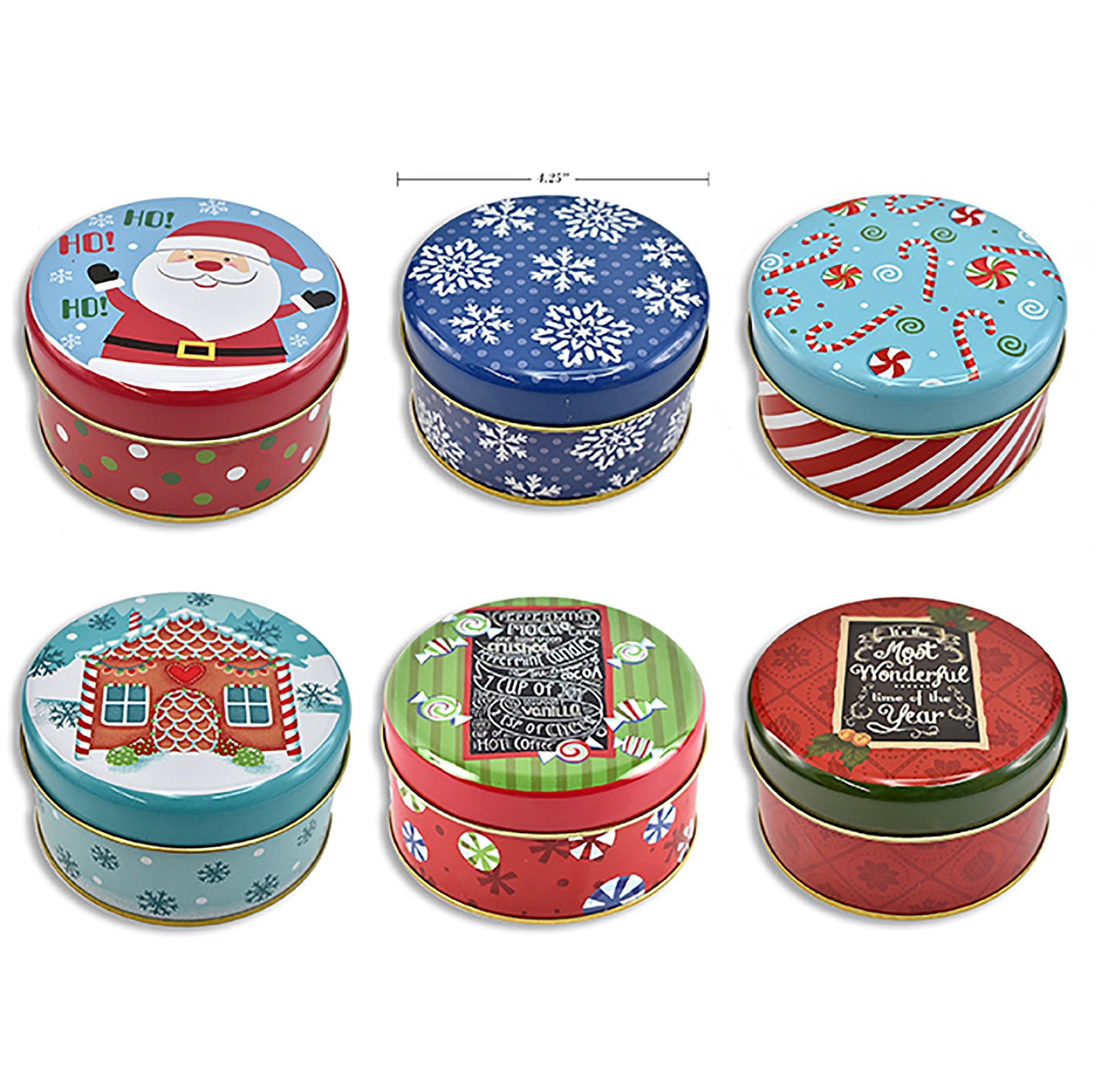 Christmas Round Cookie Tin 4.25x3.37in