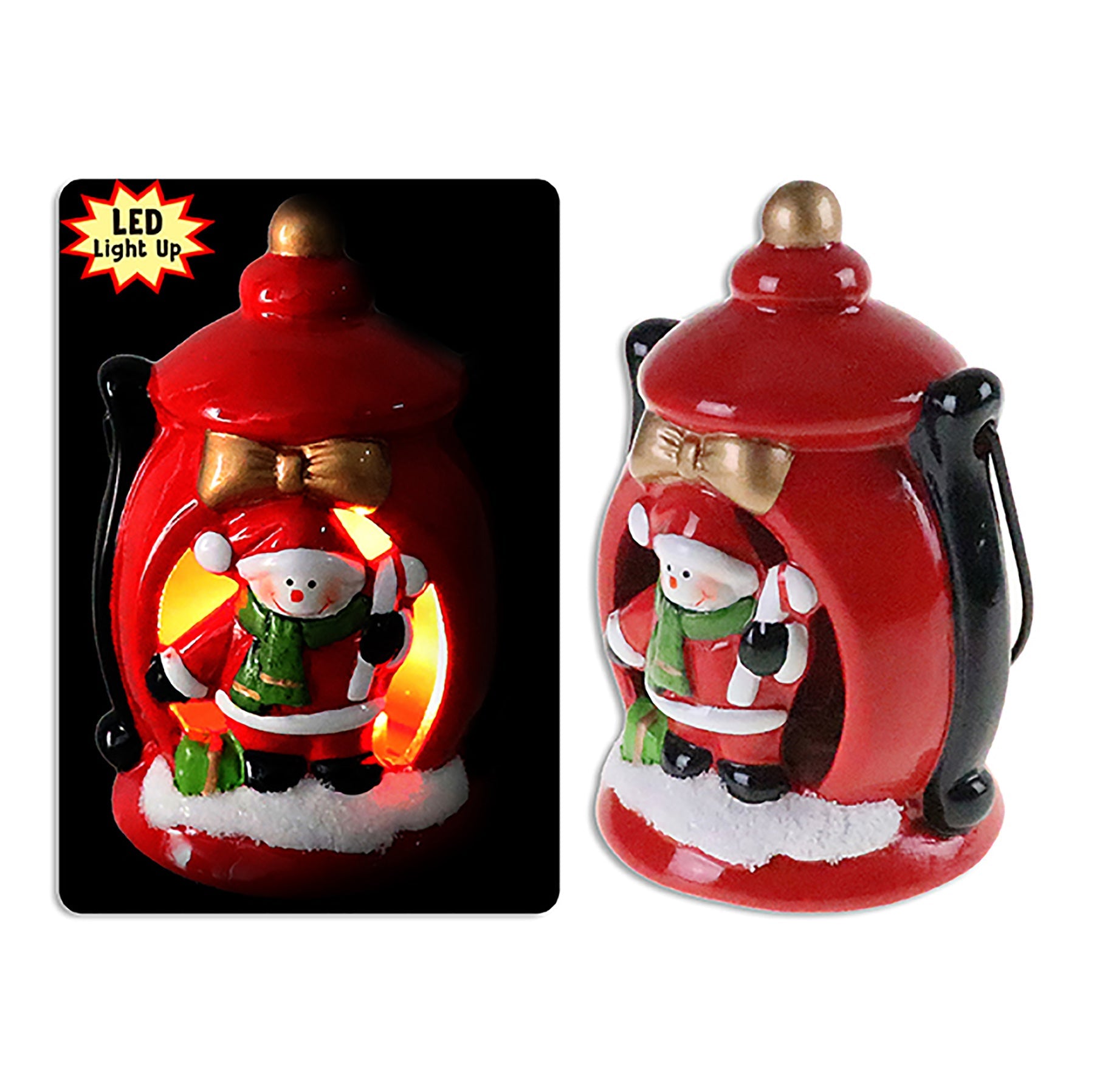Christmas LED Terracotta Lattern with Handle 4.5x3.12x3in 