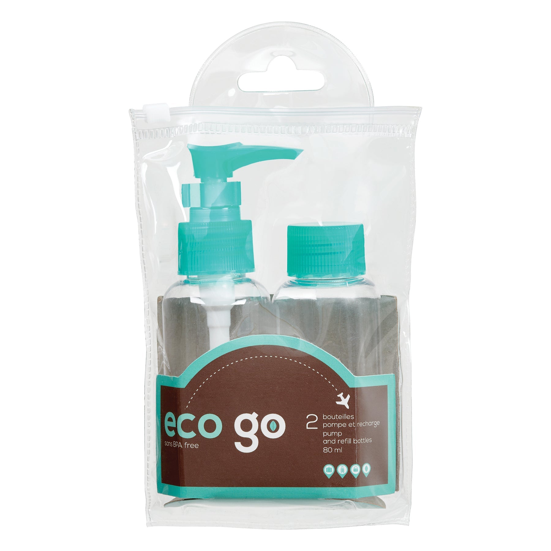 Eco Go Travel 2pcs Pump and Refill Bottles 2.7oz